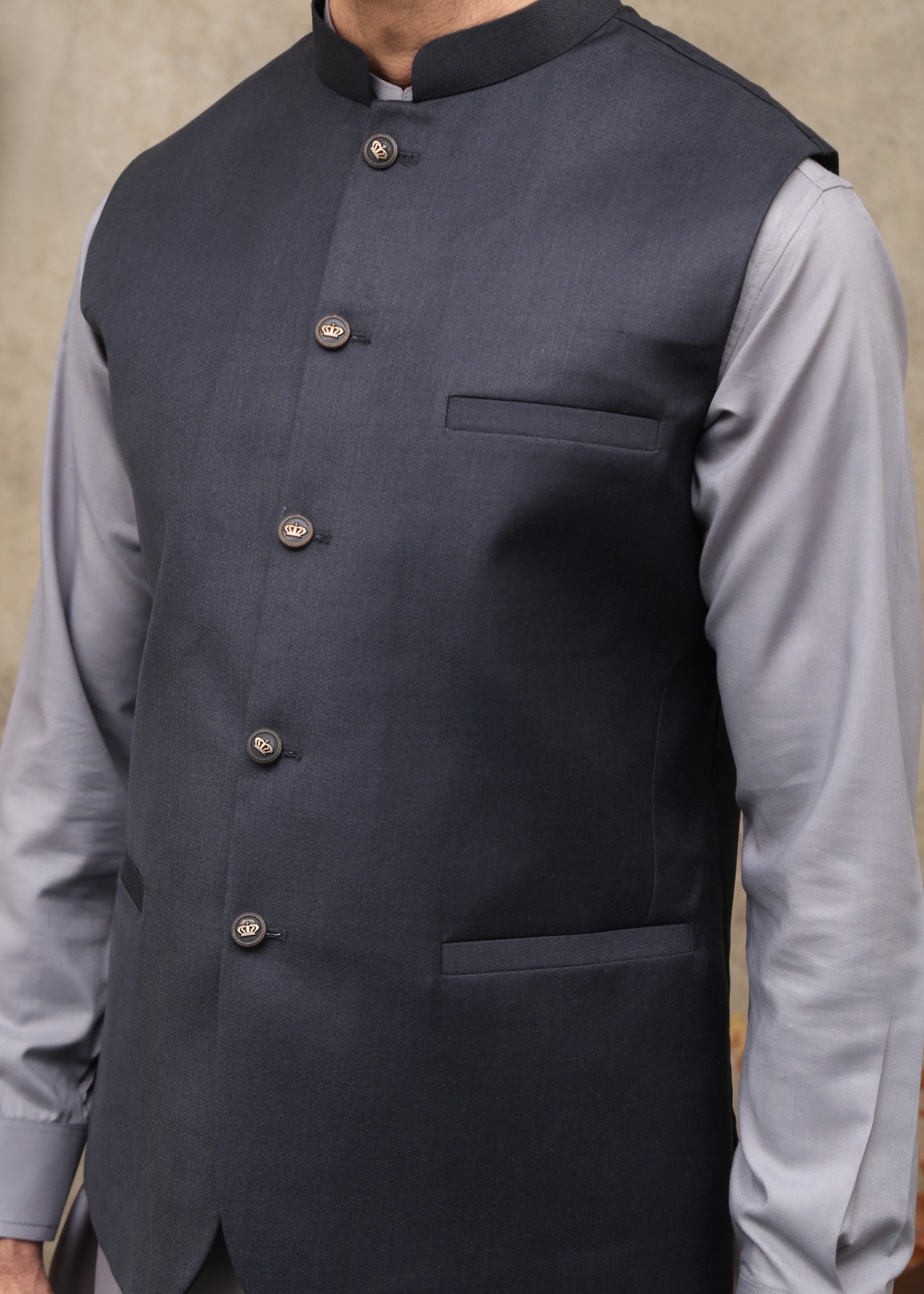tropical Waistcoat in Charcoal