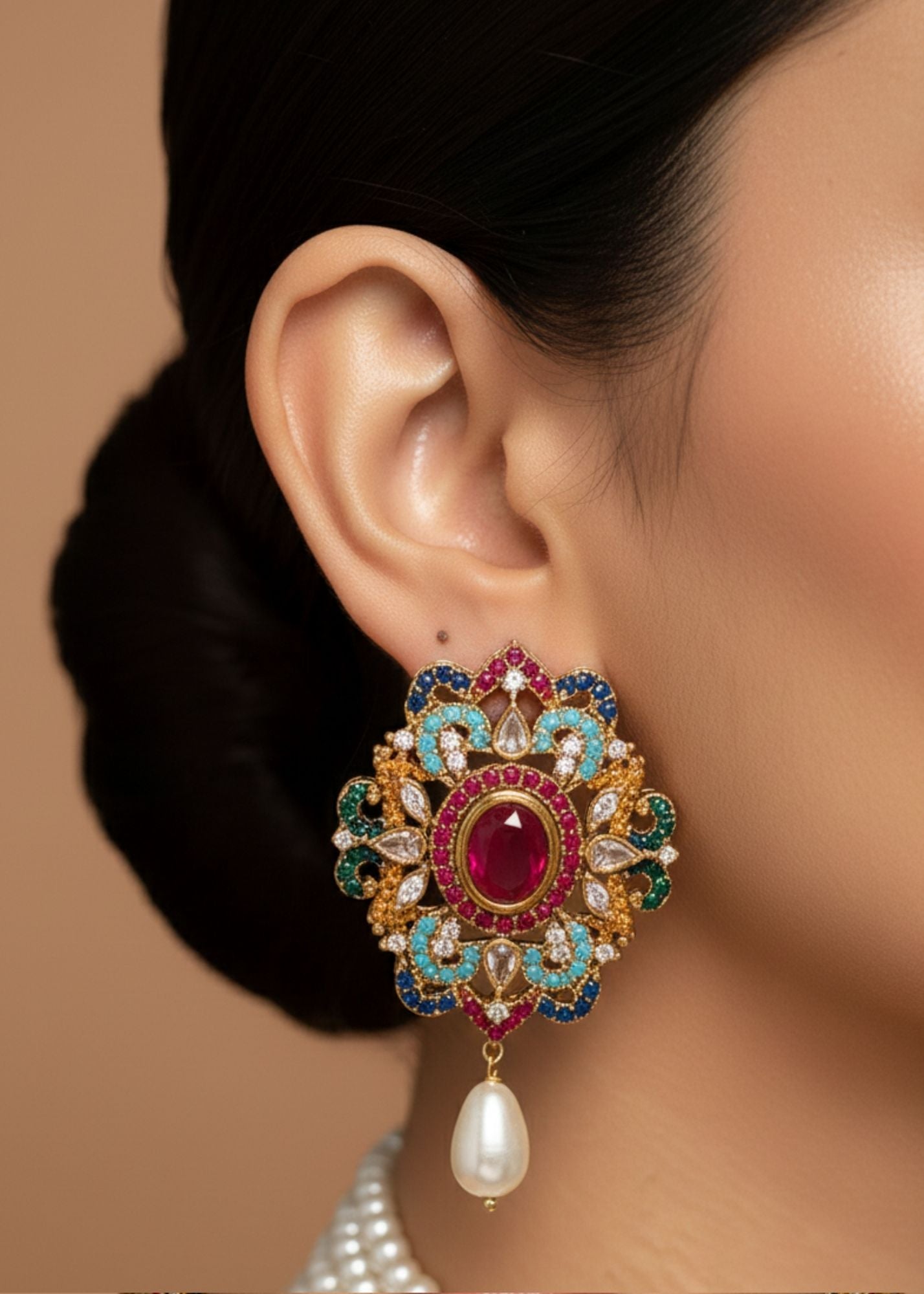 Choker in Multi, ruby red Color by - Trendy Women Choker XLJ3002