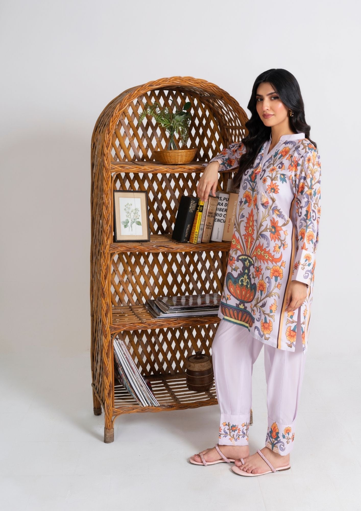 swiss cotton Kurta Set in Lilac