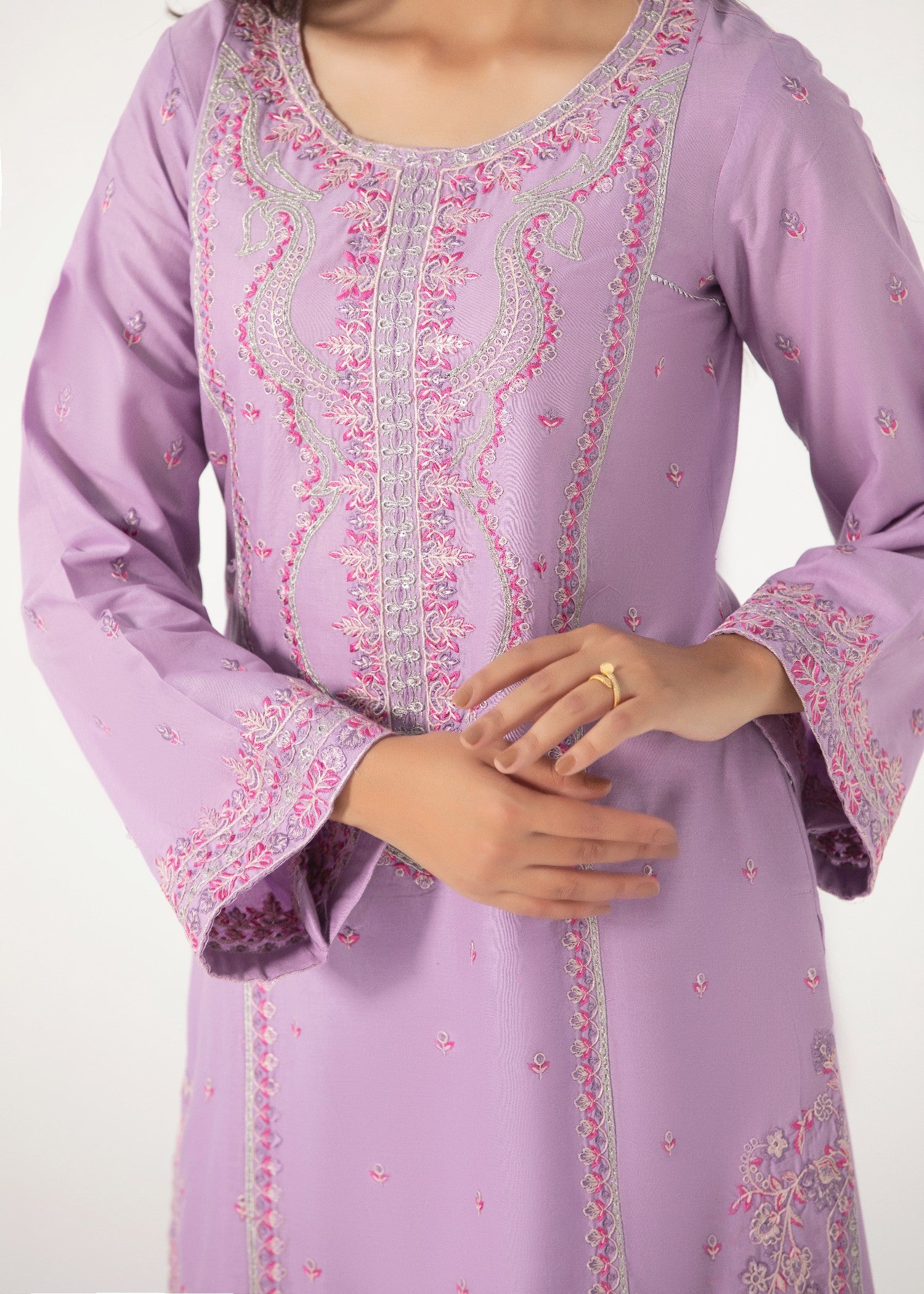 cotton Kurta Set in Bright lavender