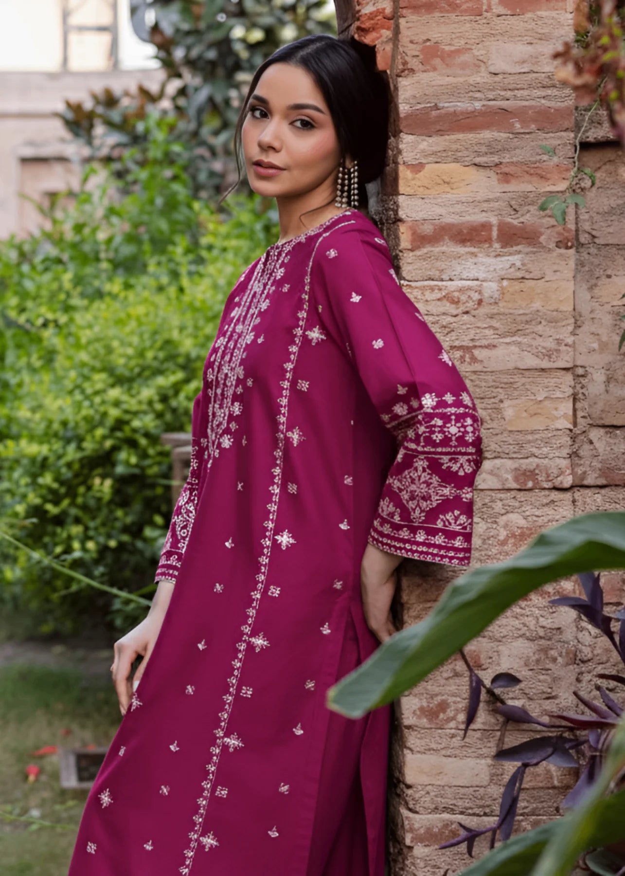 linen Kurta Set in Mulberry