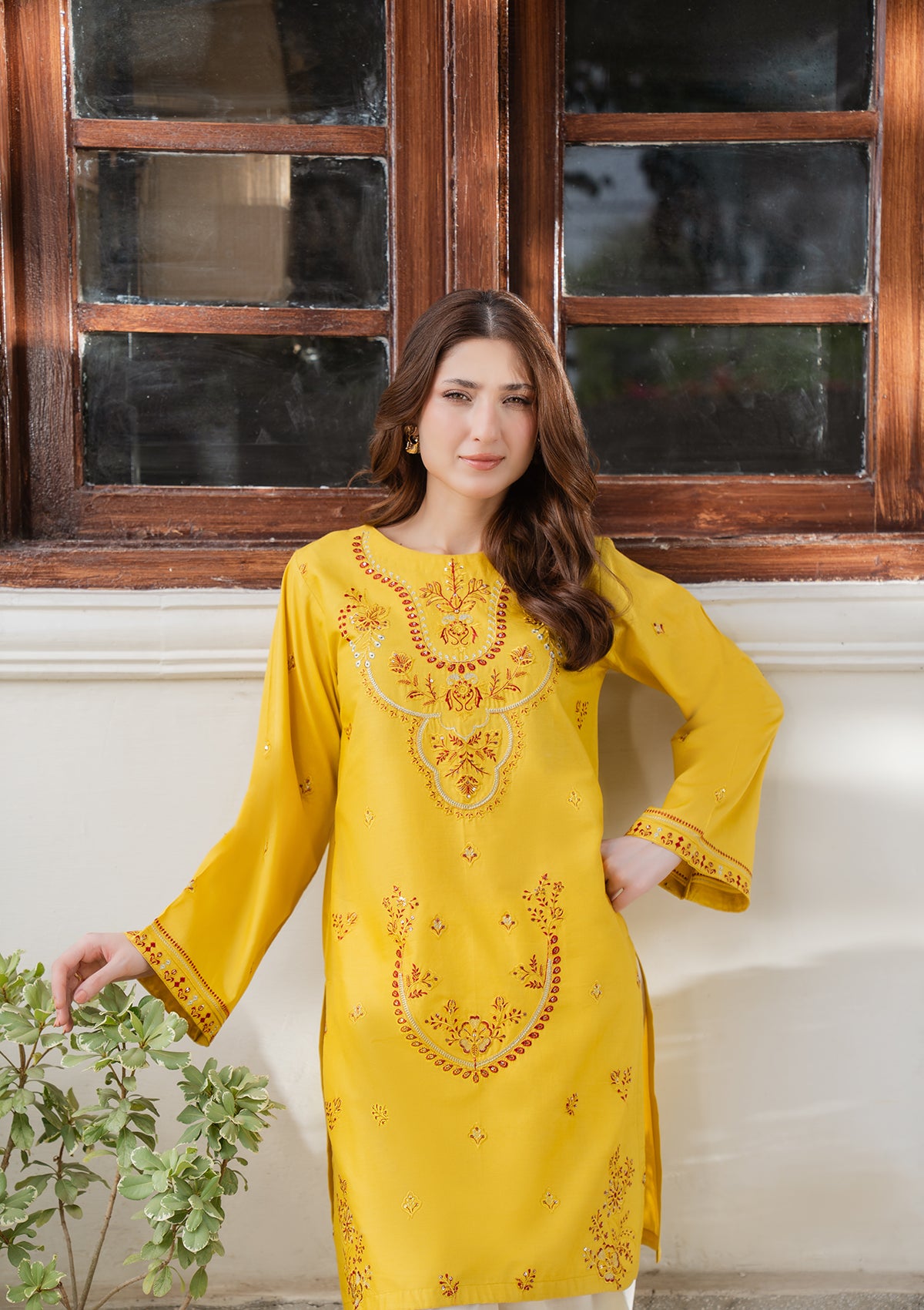 cotton Kurta Set in Yellow