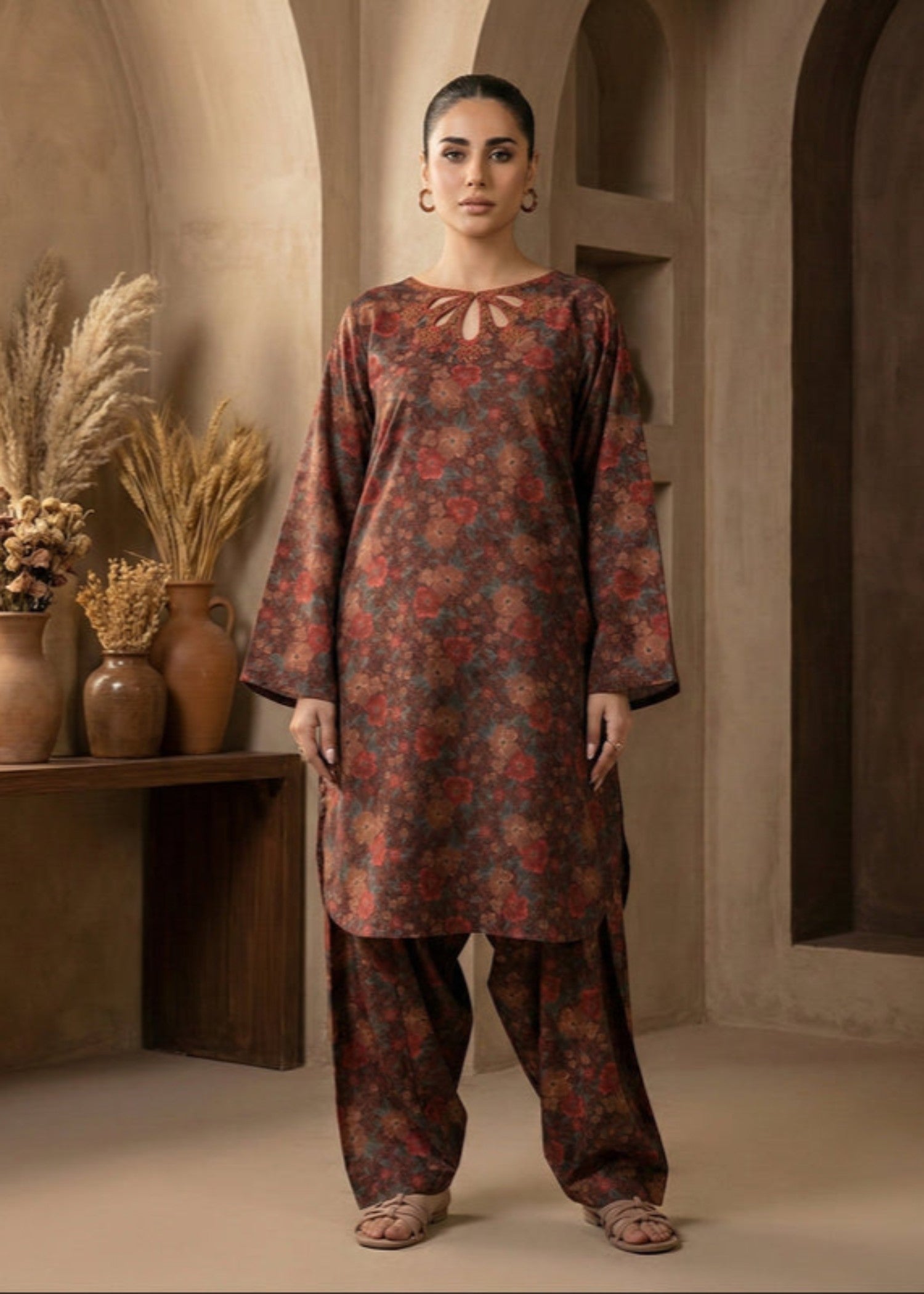 raw silk Co Ord Sets in Chocolate brown