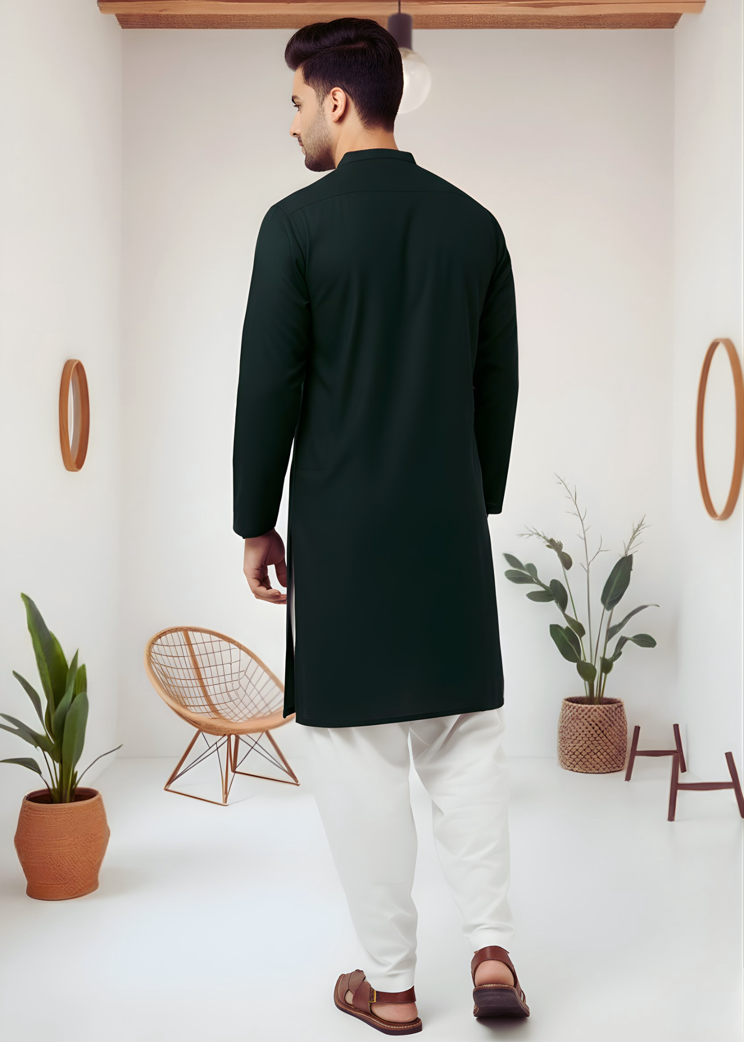 wash & wear Kurta in Dark green