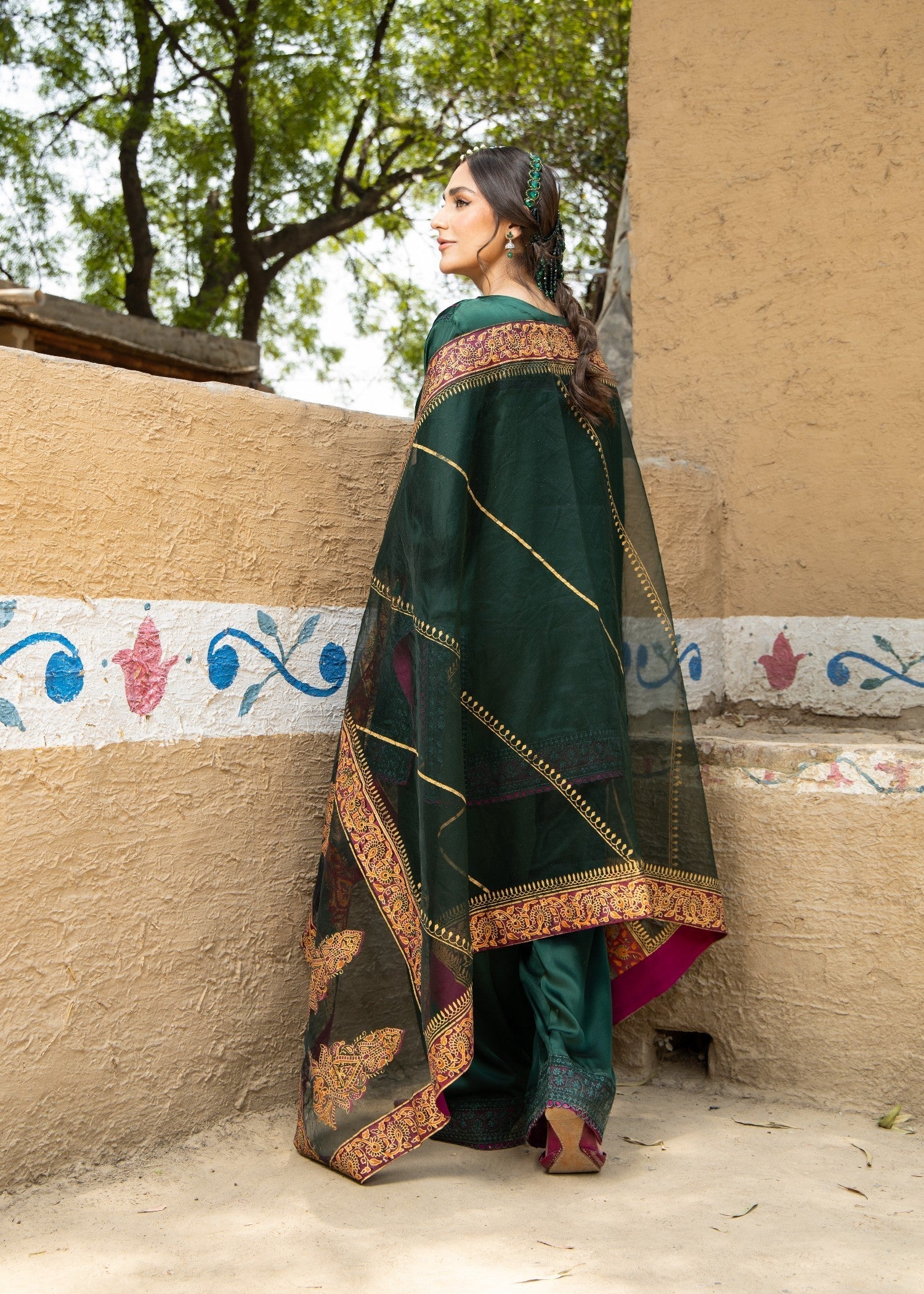 pk raw silk Kurta Set in Bottle green