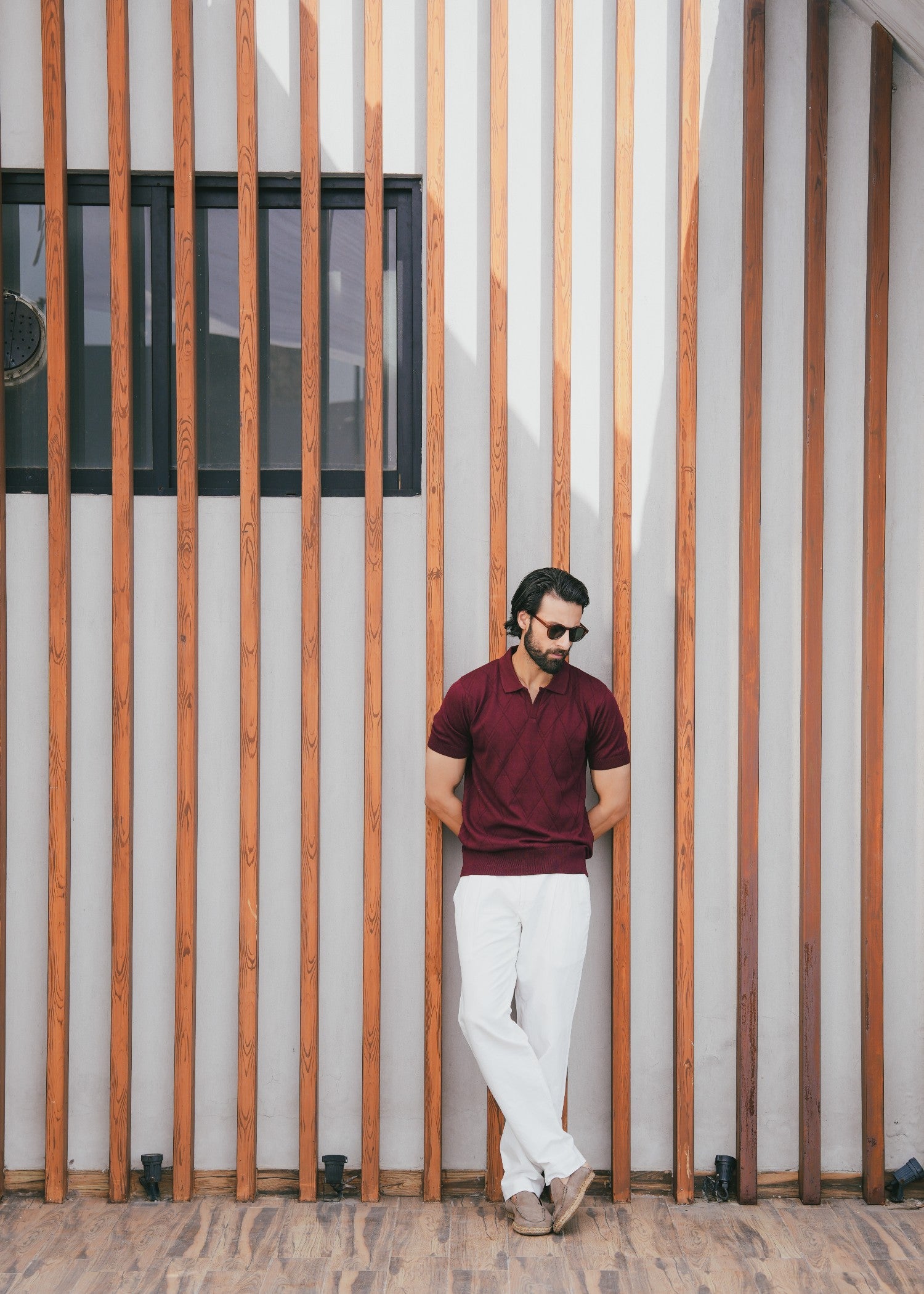 cotton Polo Shirt in Brick red