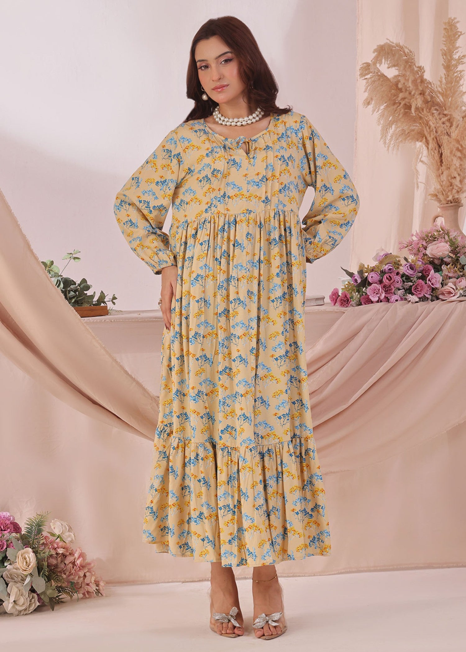 linen Dress in Beige
