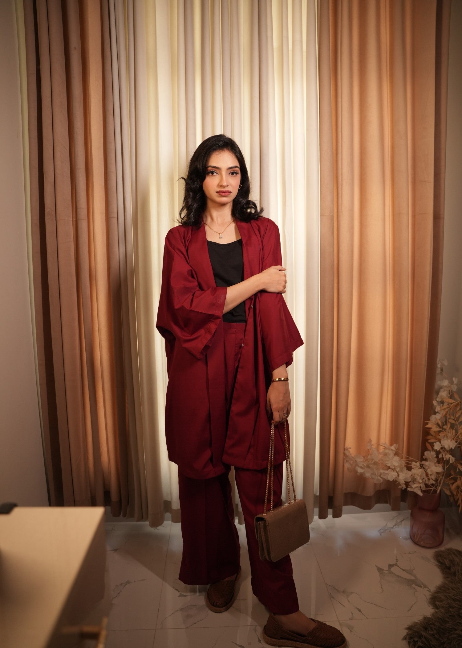 wash & wear Co Ord Sets in Cherry red