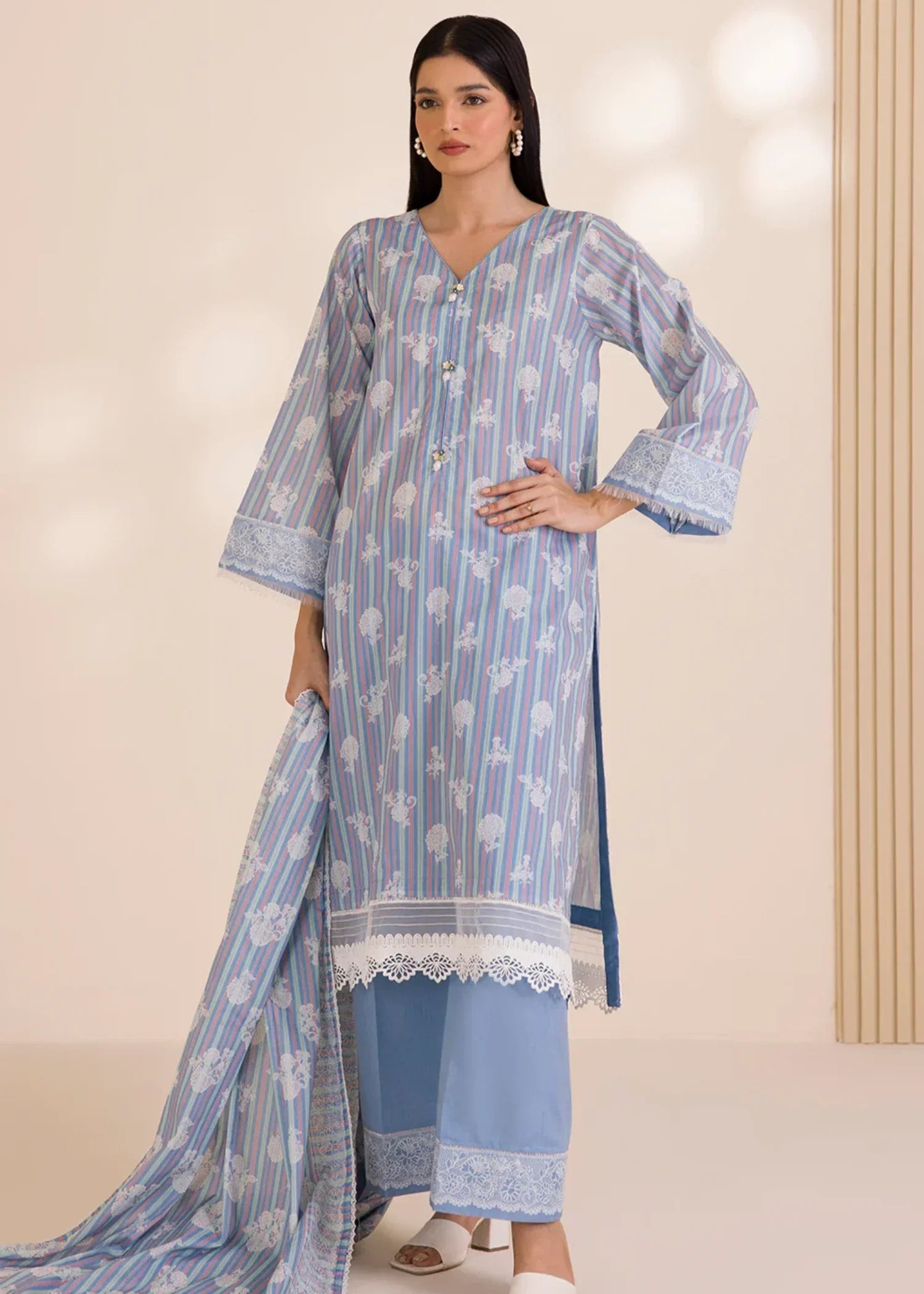 cotton Unstitched in Sky blue