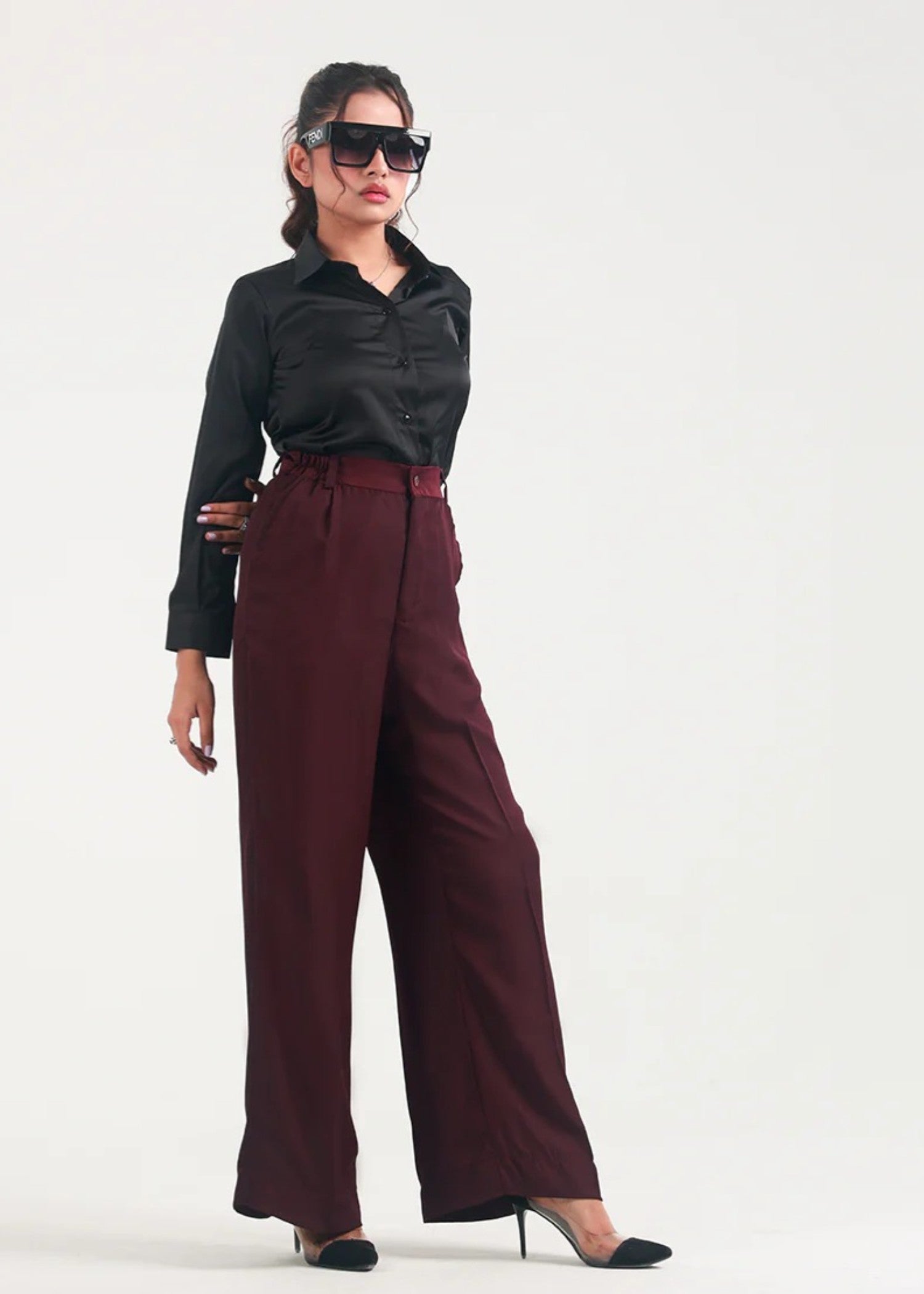 georgette Pants in Burgundy
