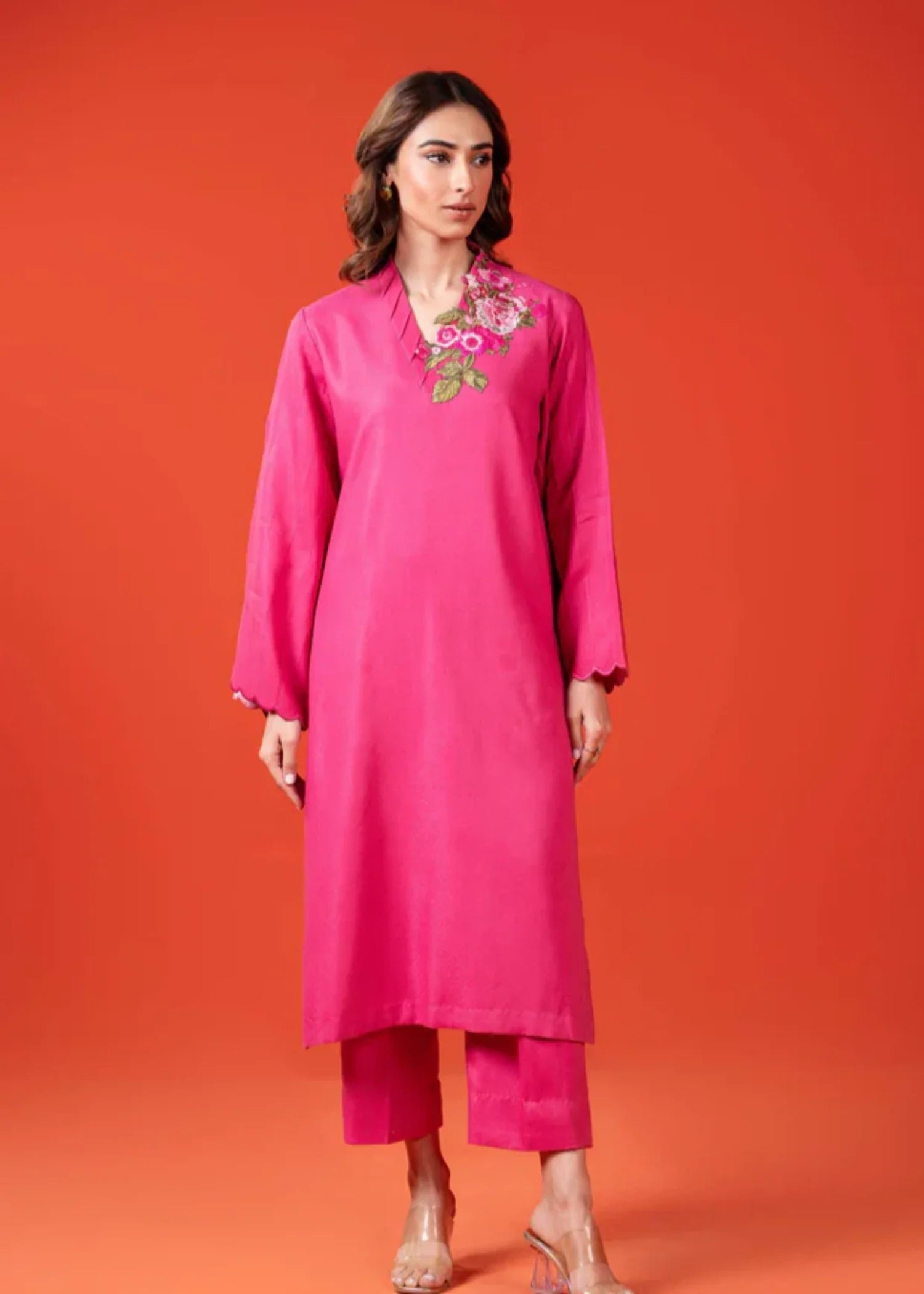 dobby Kurta Set in Bubblegum pink