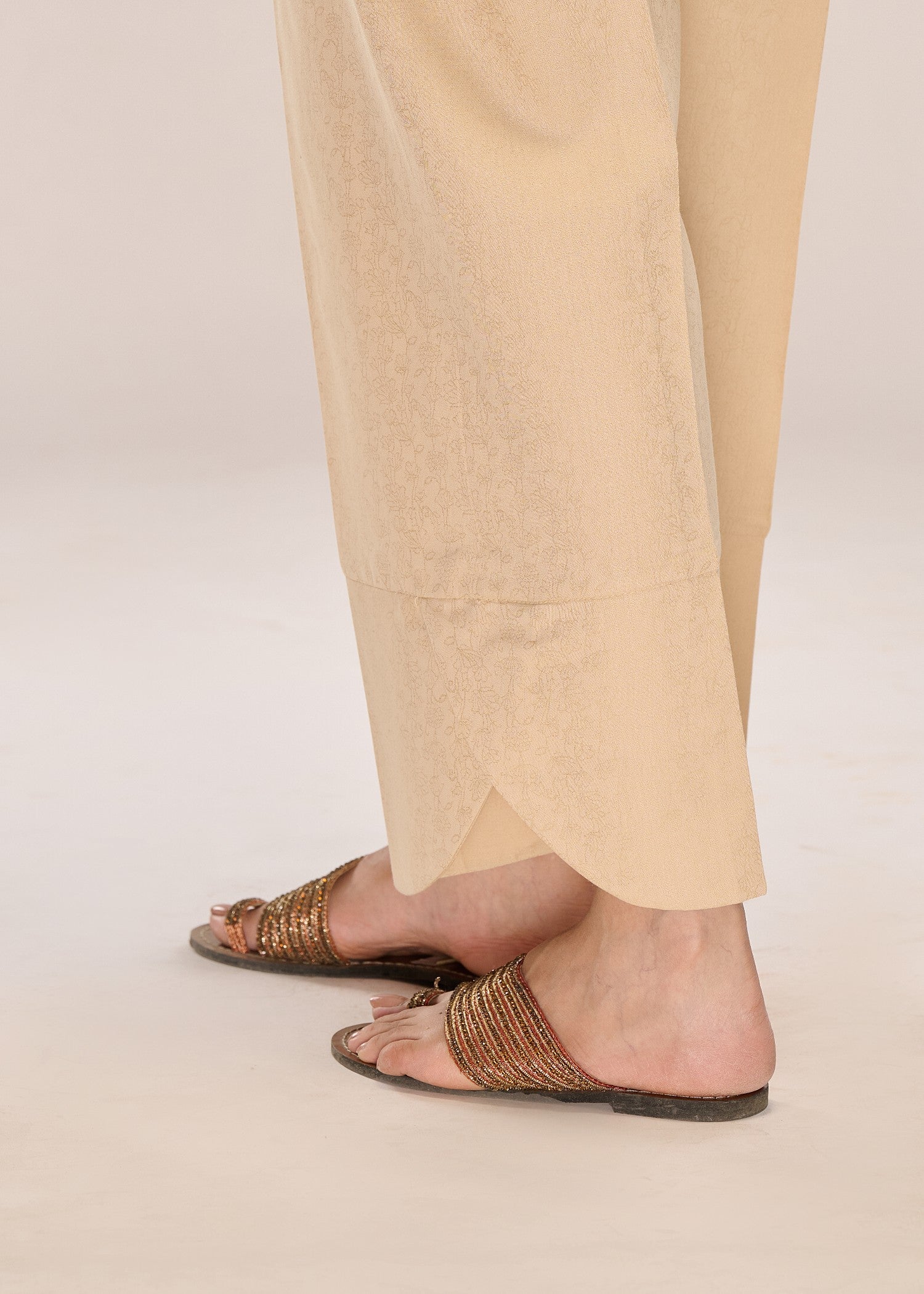 cotton jacquard Trousers in Beige