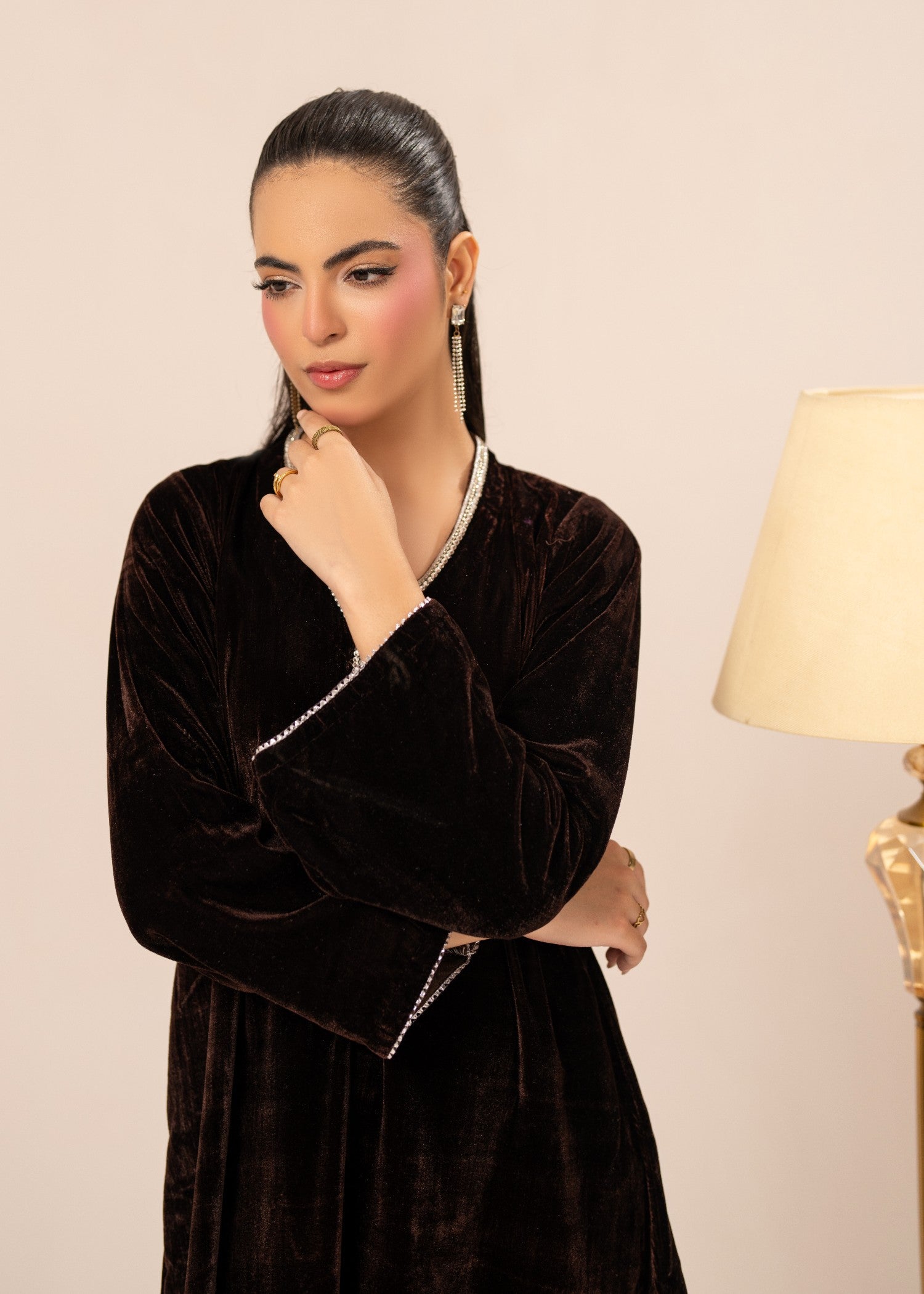 velvet Kaftan in Brown