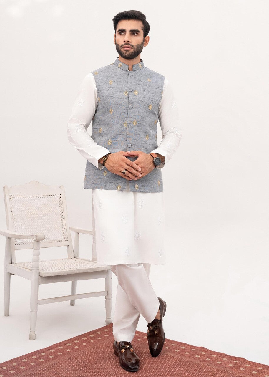 raw silk Waistcoat in Grey