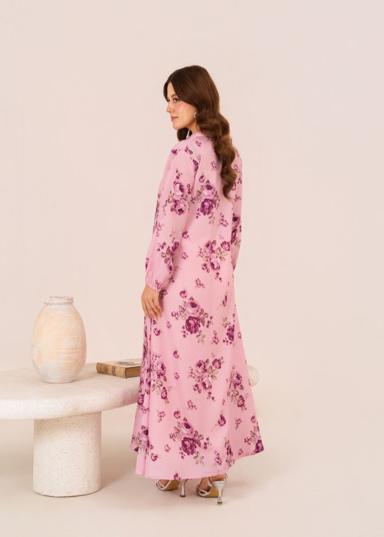arabic lawn Maxi in Tea rose pink