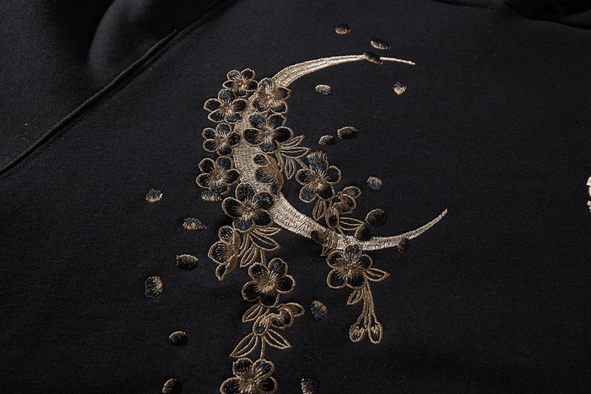 Men'S Hoodie Sweater Chinese Style Full Width Embroidery