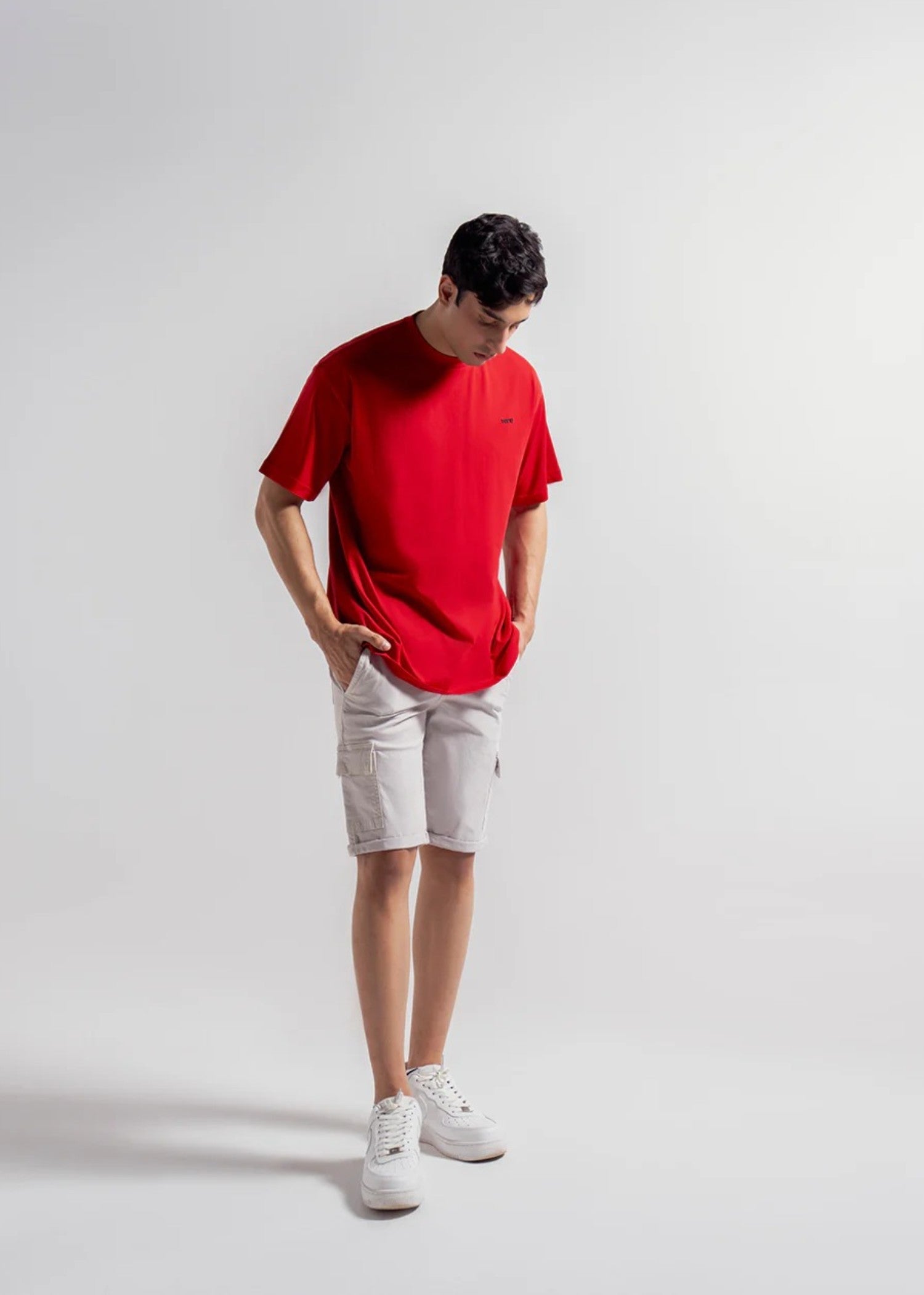 cotton pique T Shirt in Red