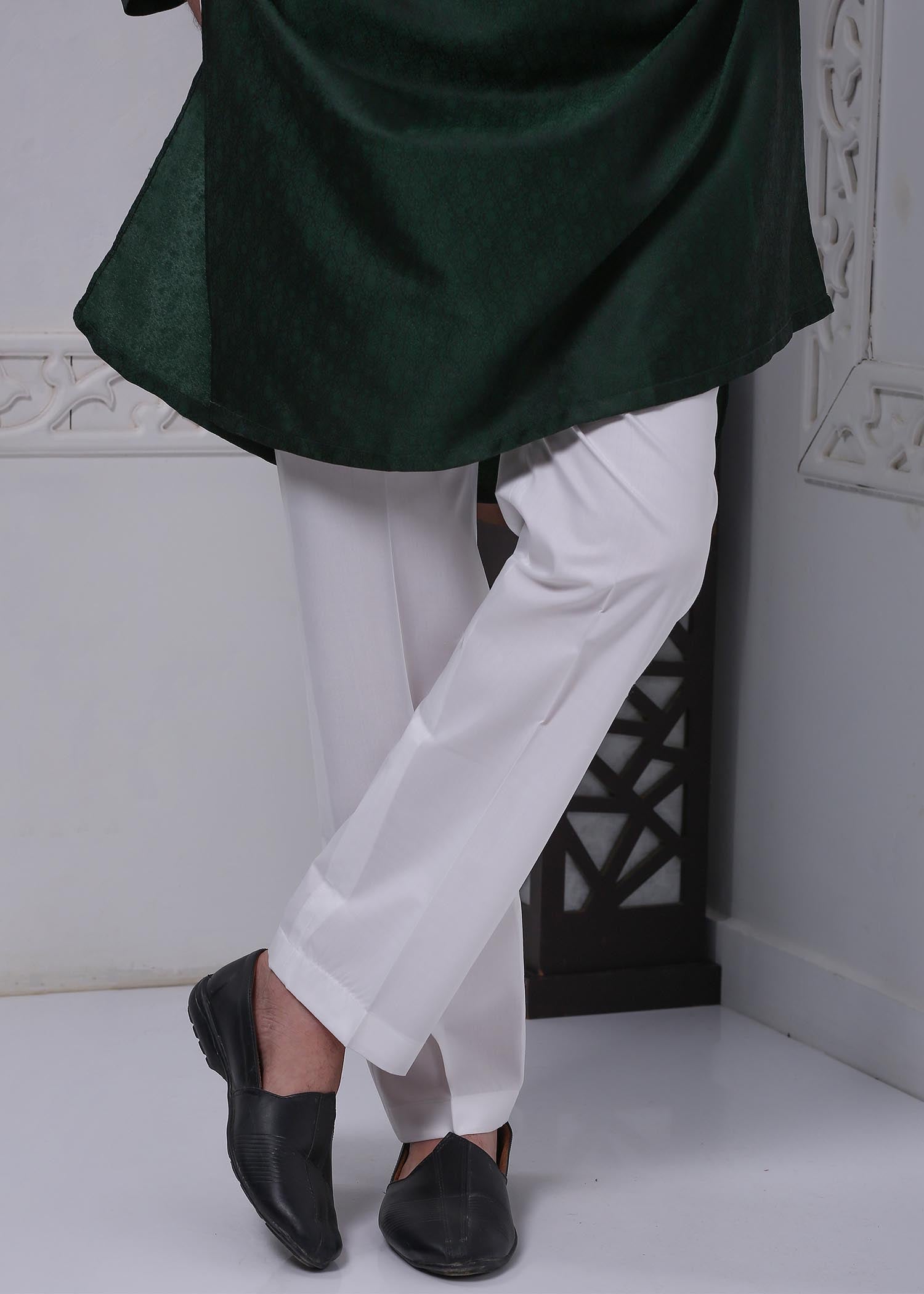 cotton silk Trousers in Off-white