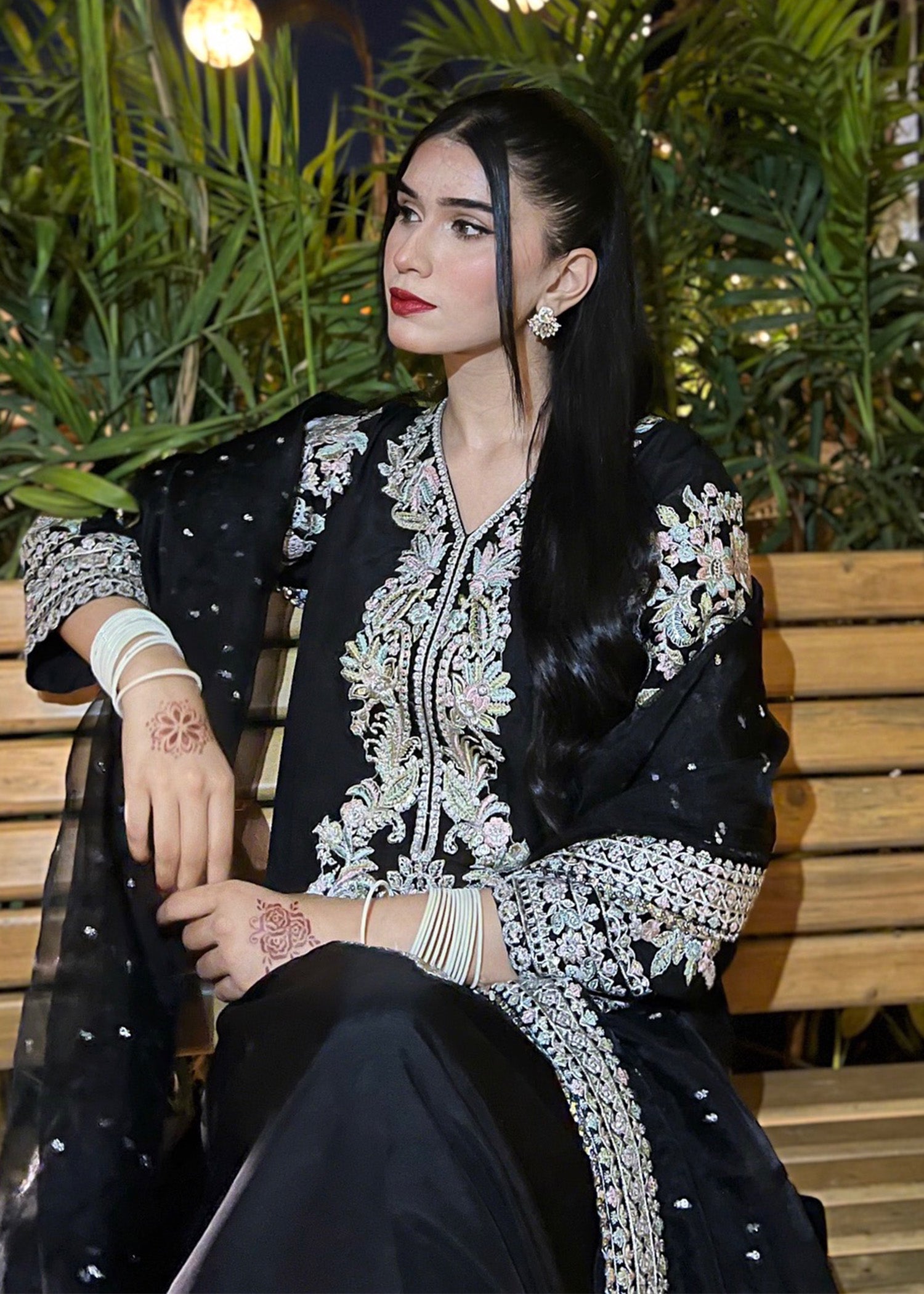 khaddi silk Kurta Set in Black