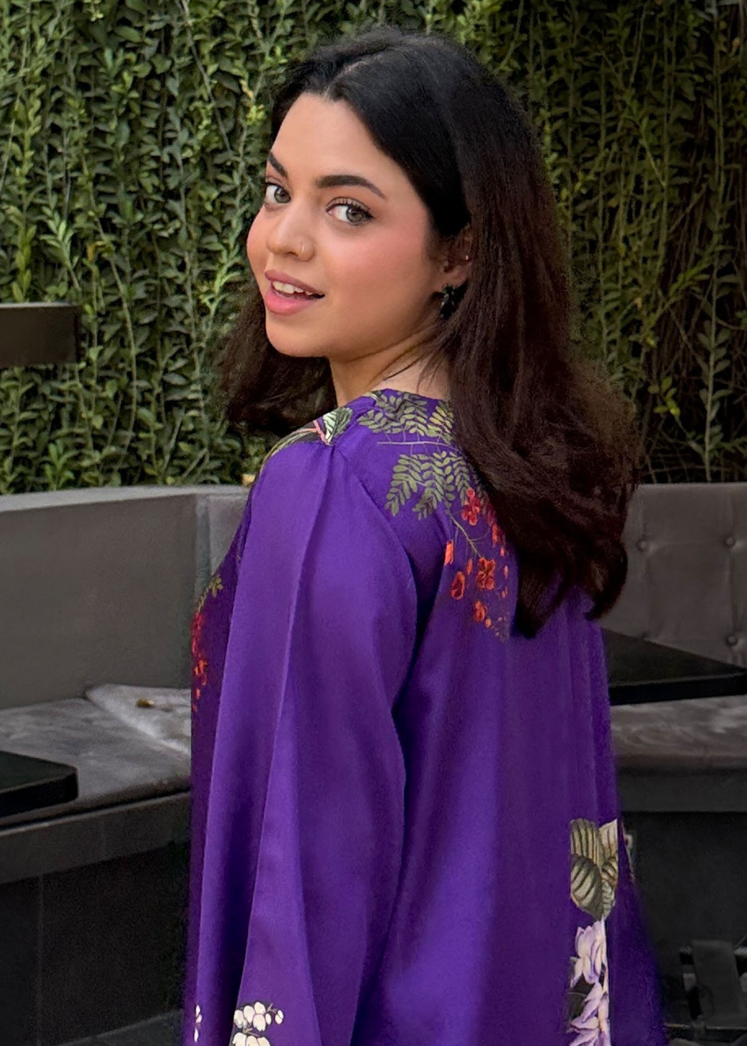 satin silk Kaftan in Purple
