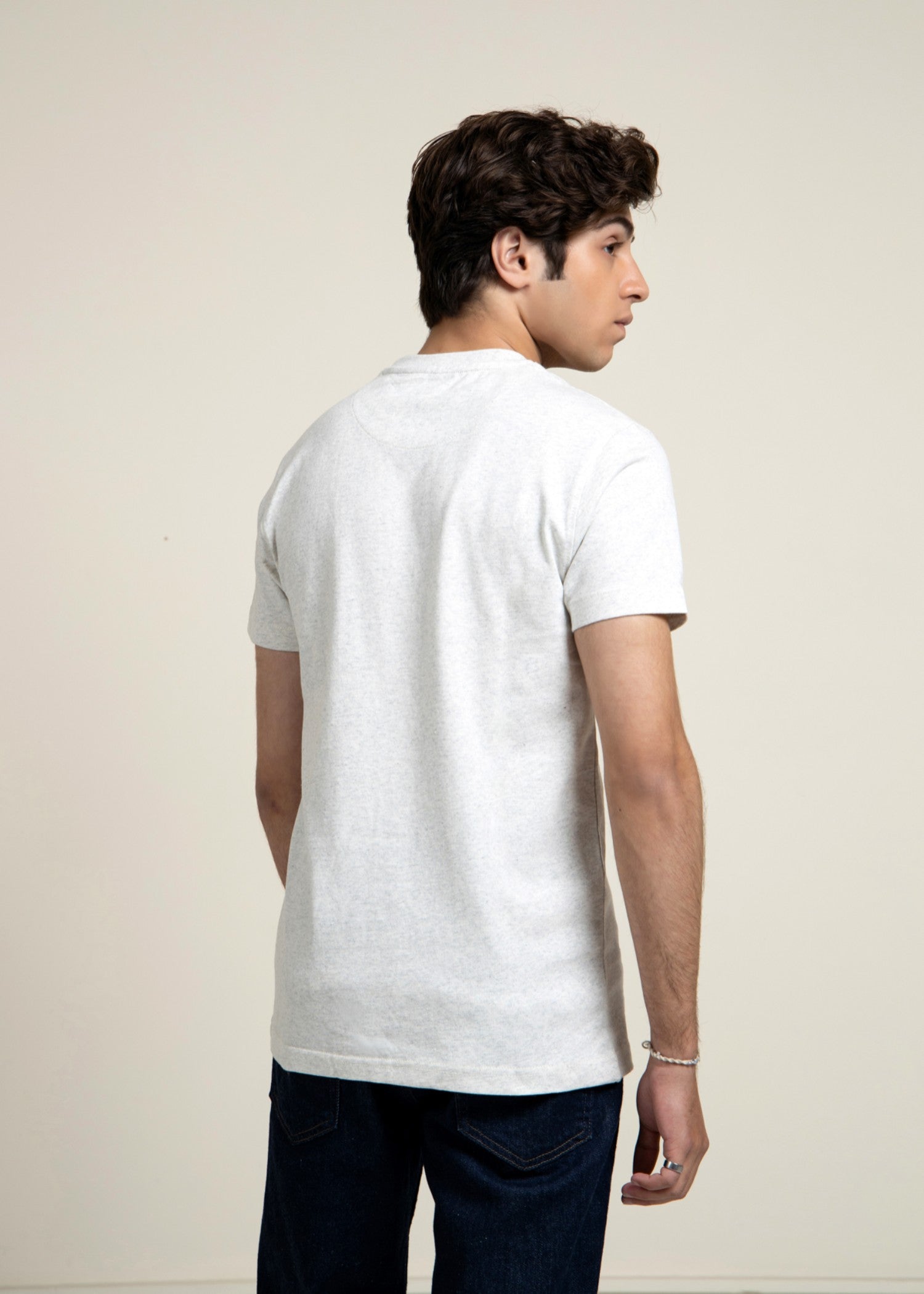 cotton jersey T Shirt in Off-white