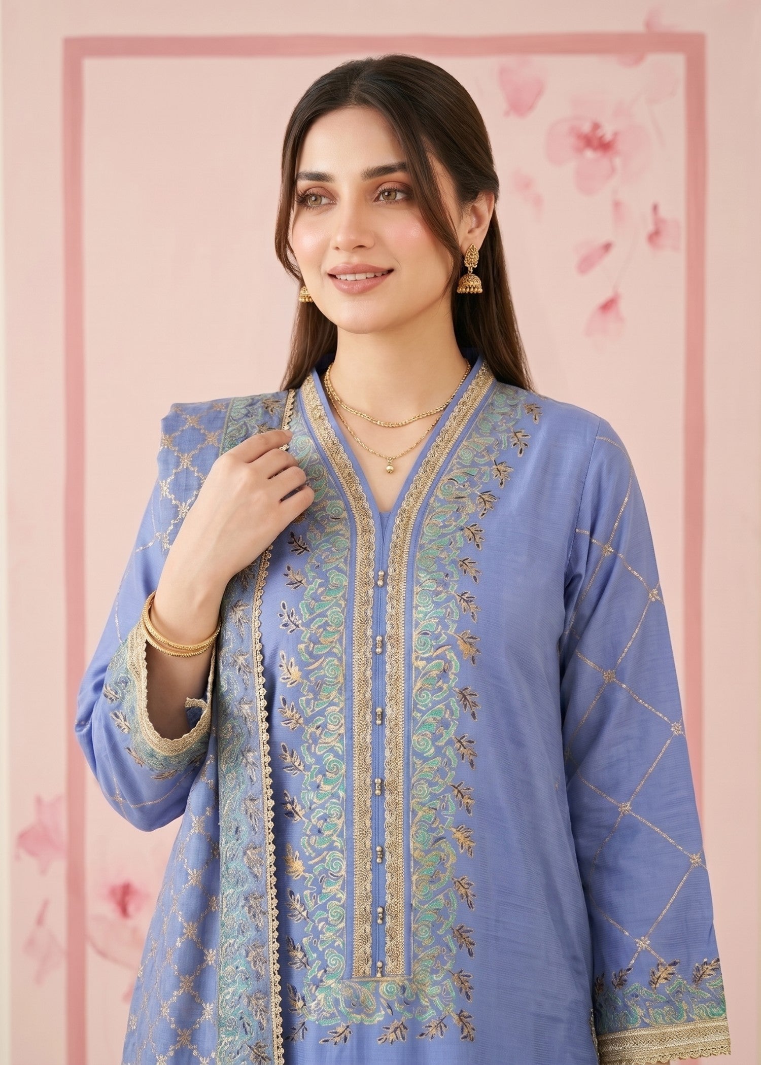 pk raw silk Kurta Set in Cornflower blue