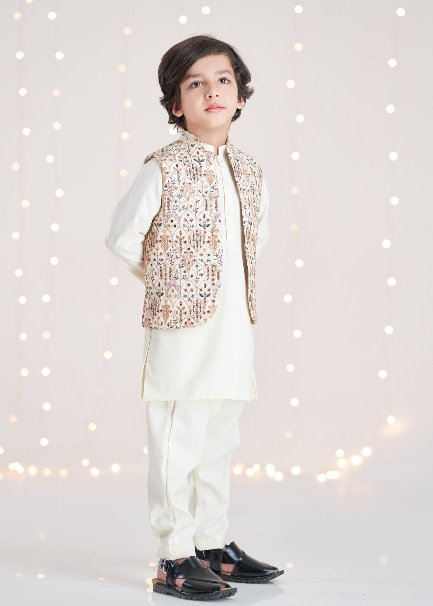 raw silk Waistcoat in White