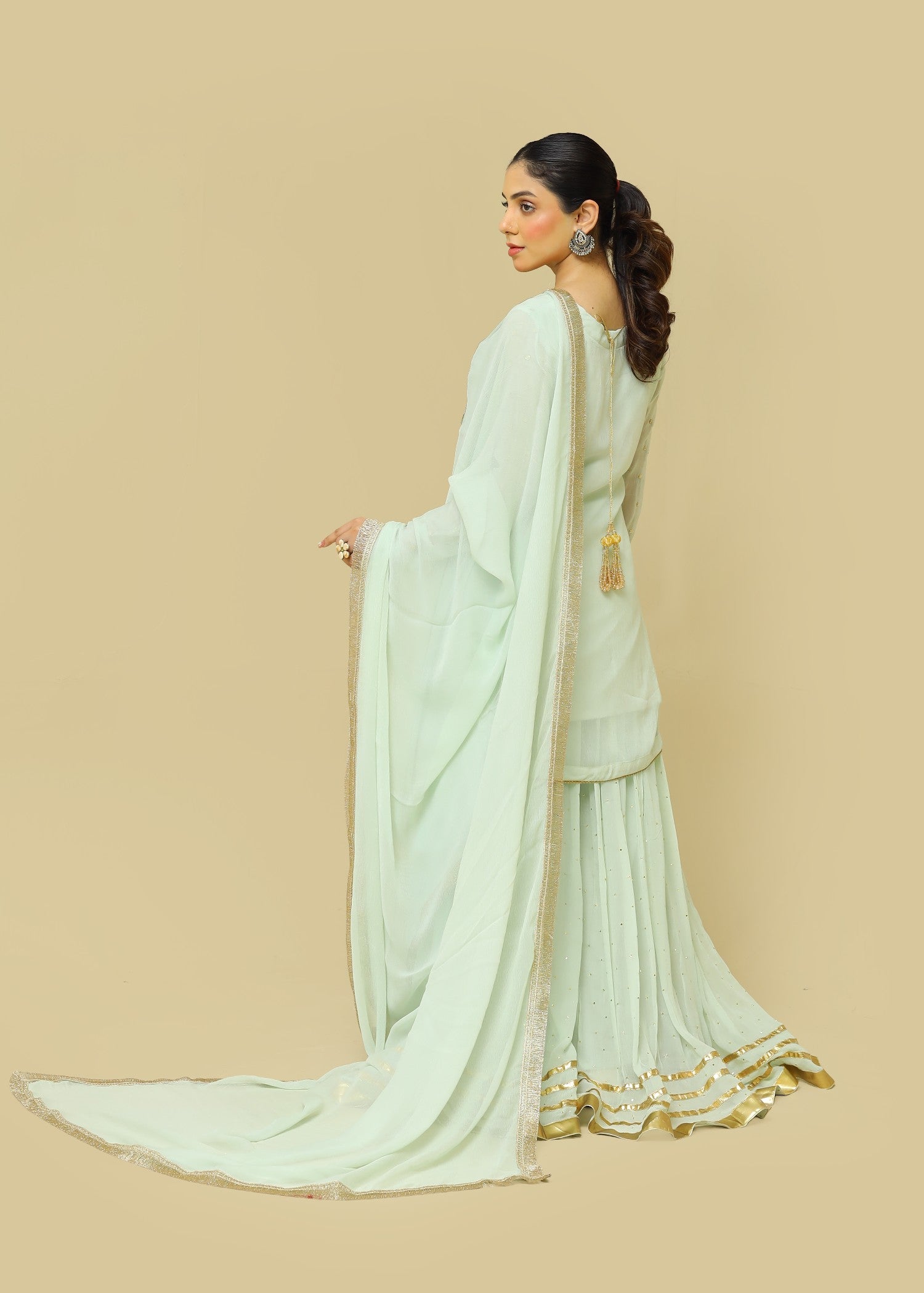 chiffon Sharara in Tea green