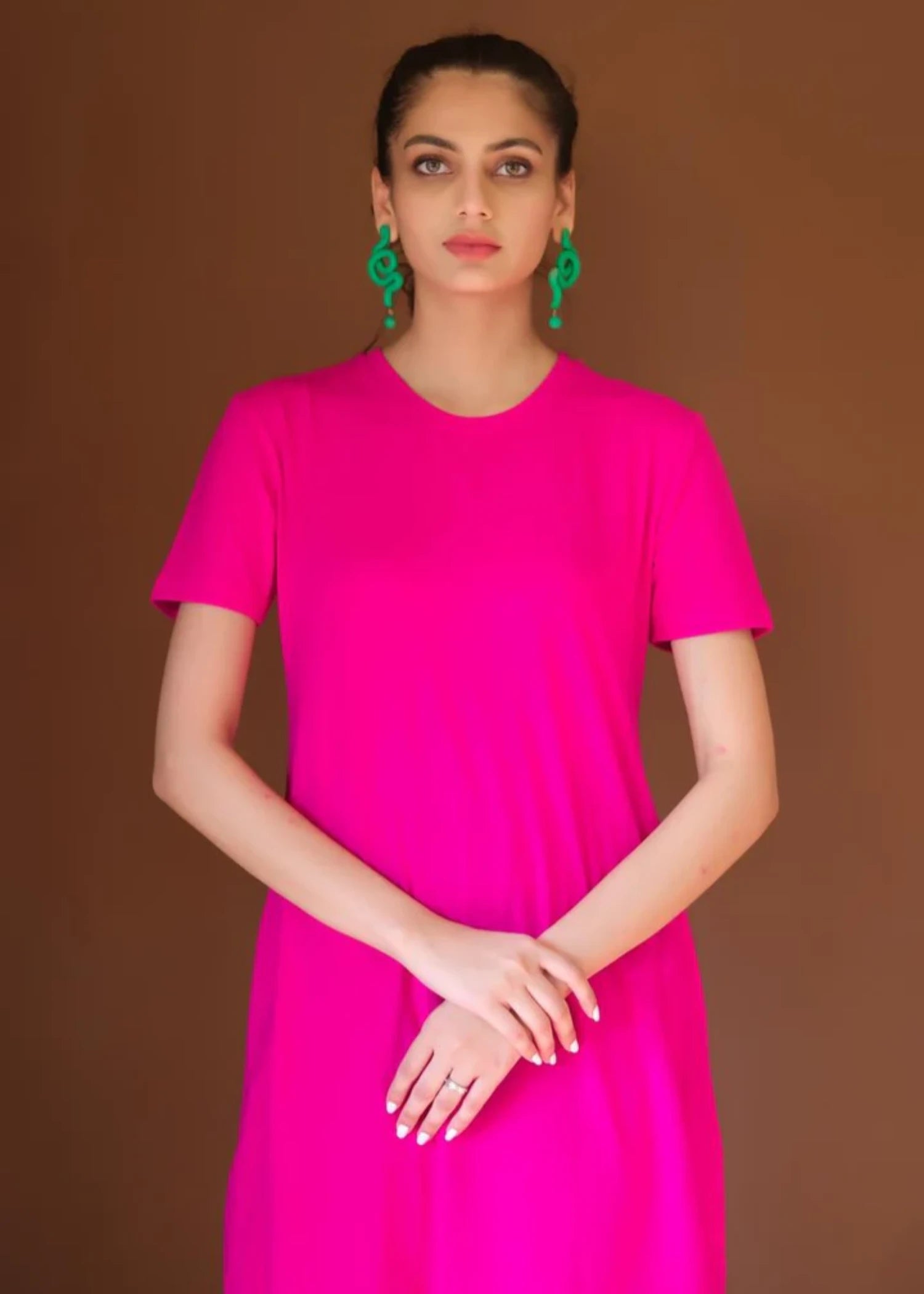 jersey knit Dress in Hot pink