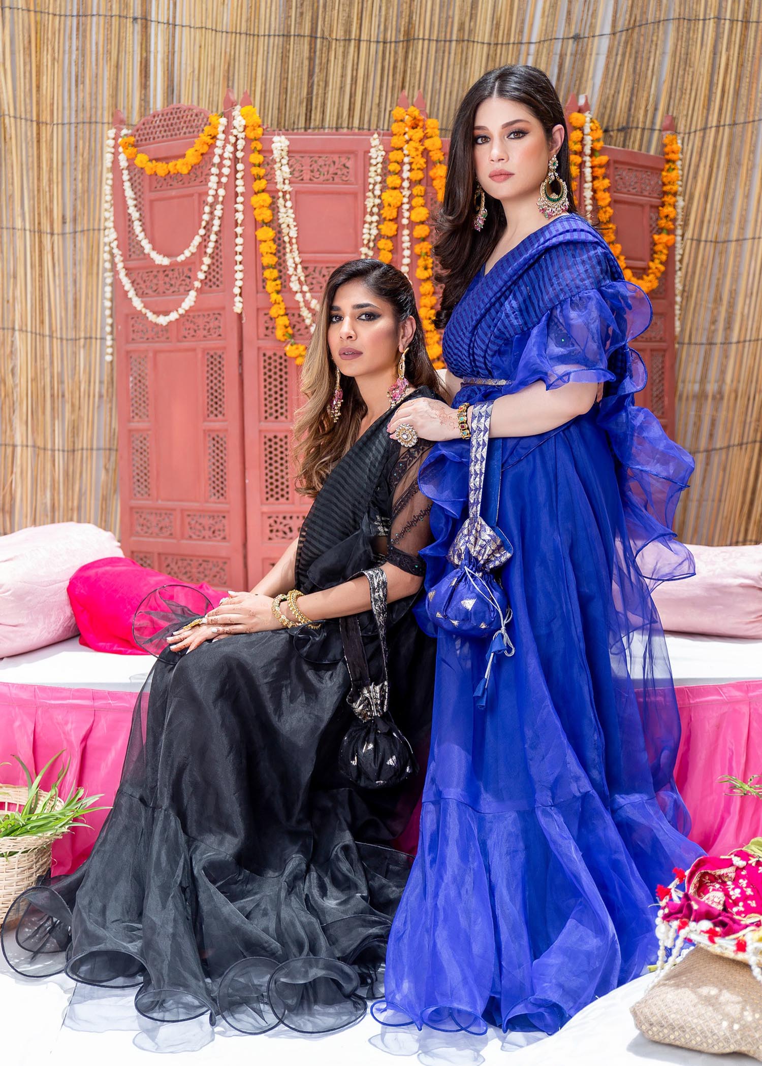 organza Lehenga in Royal blue