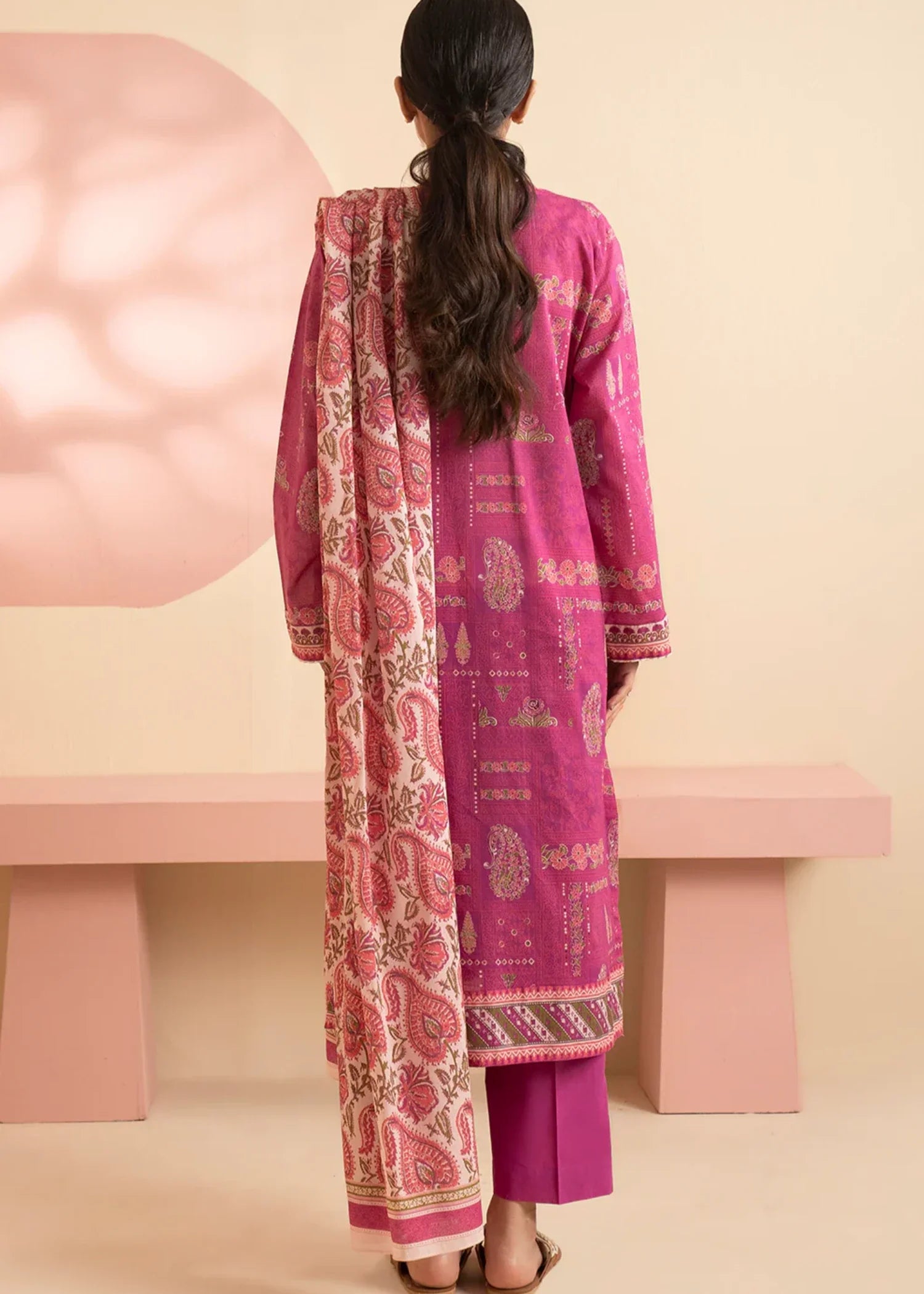 lawn Angrakha in Magenta