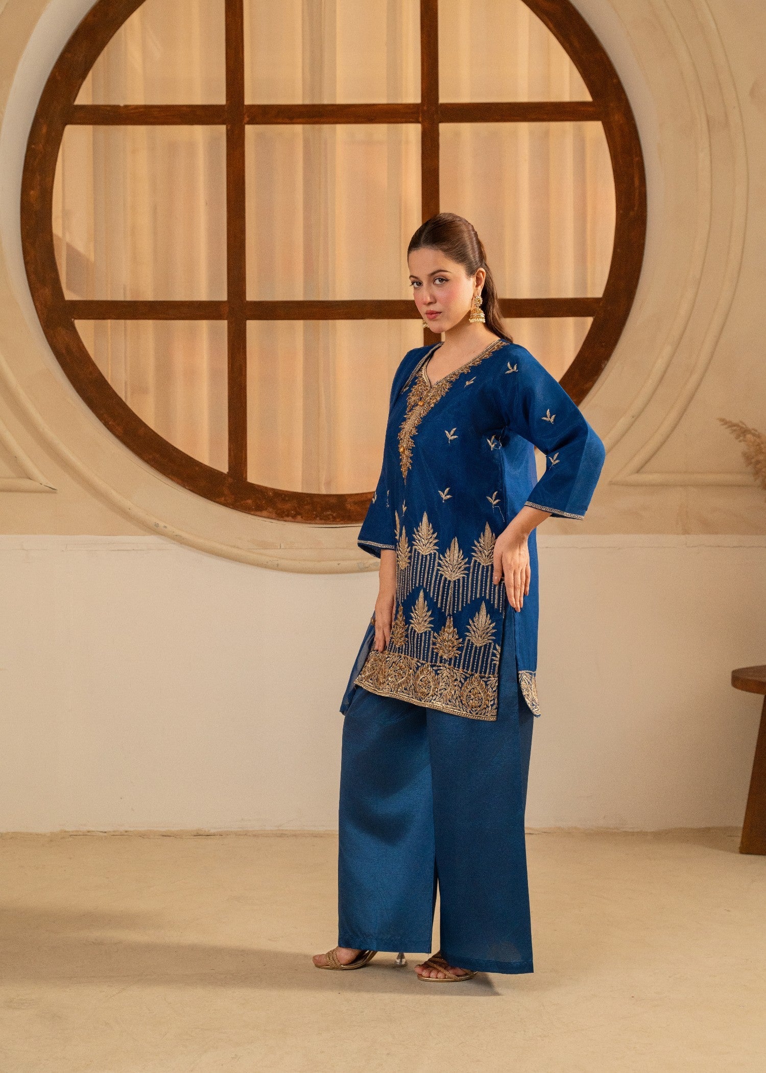 chiffon Kurta Set in Blue