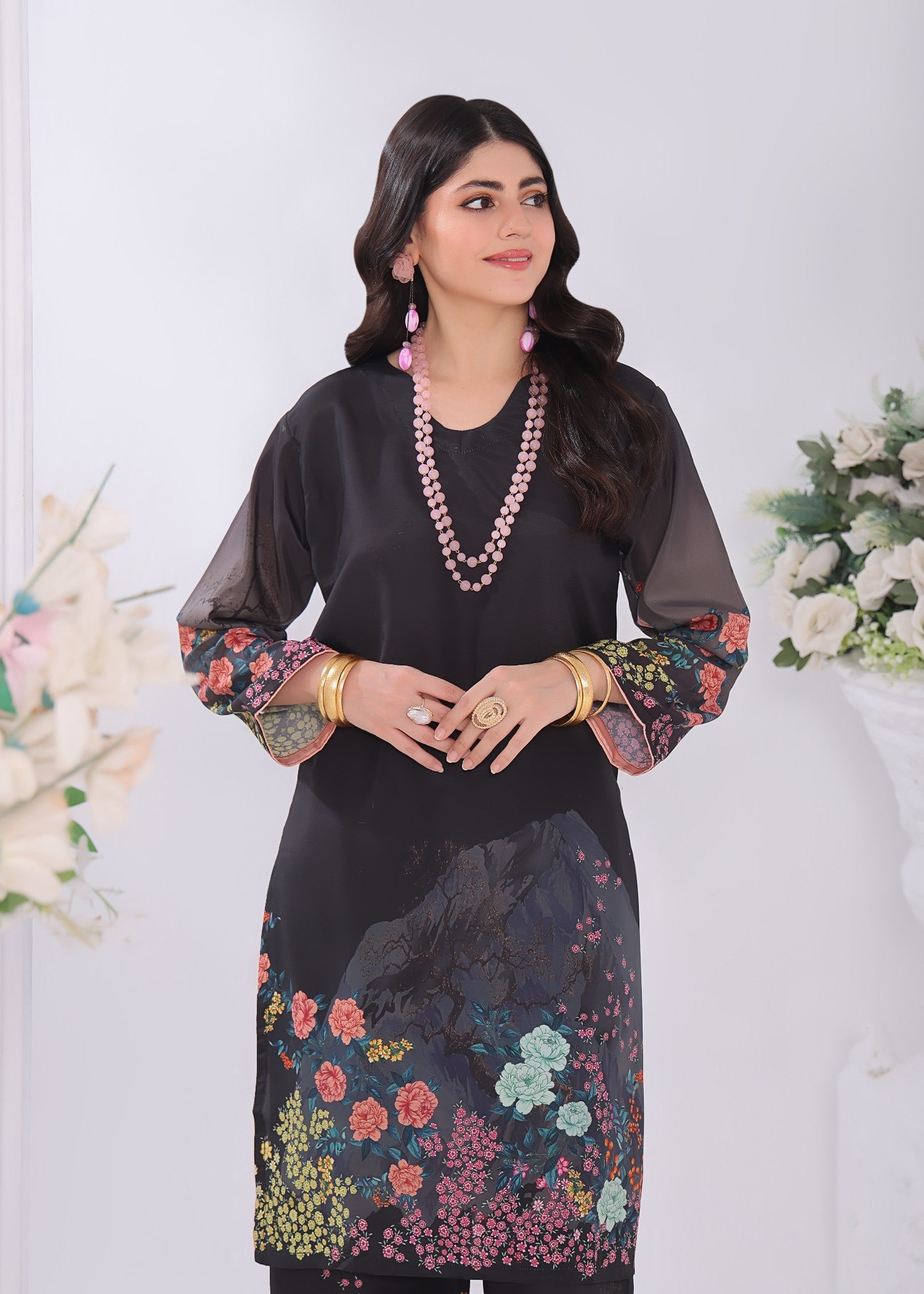 poly lawn Co Ord Sets in Black, slate black