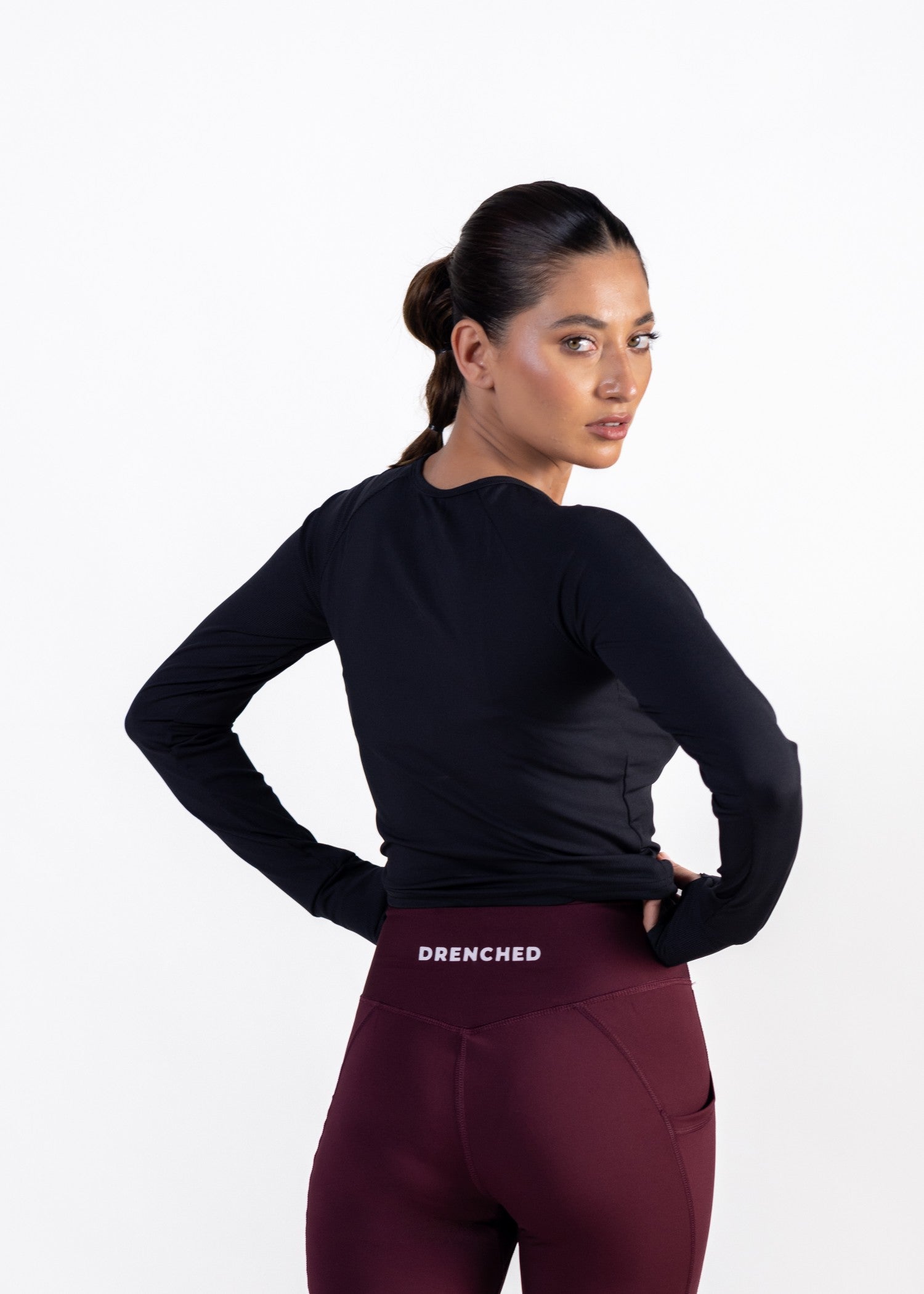 polyester nylon T Shirt in Black