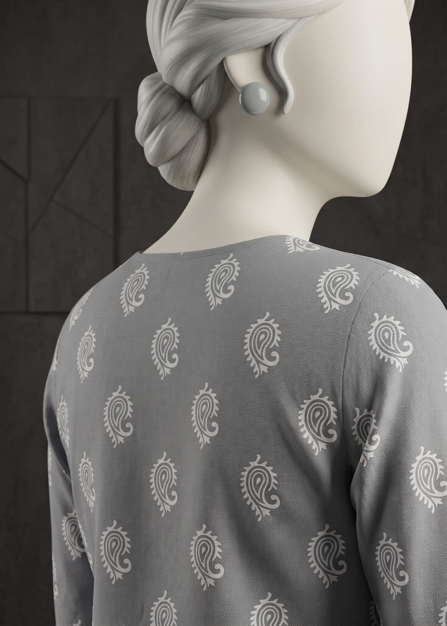 arabic lawn Kurta Set in Grey