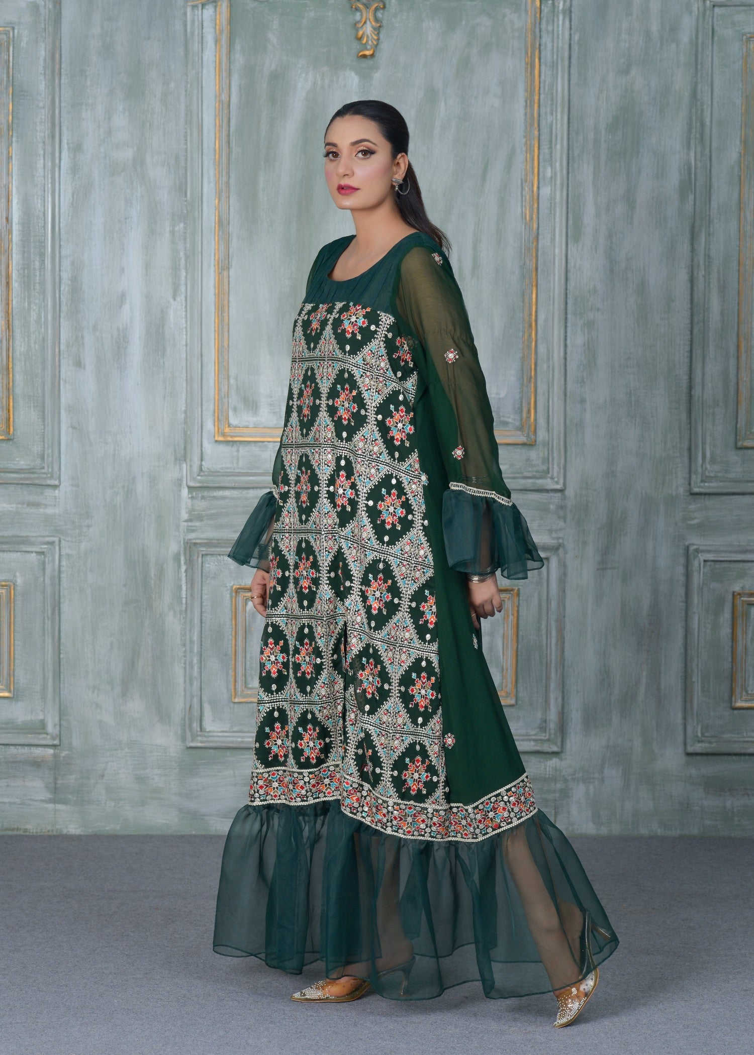 chiffon Maxi in Emerald green