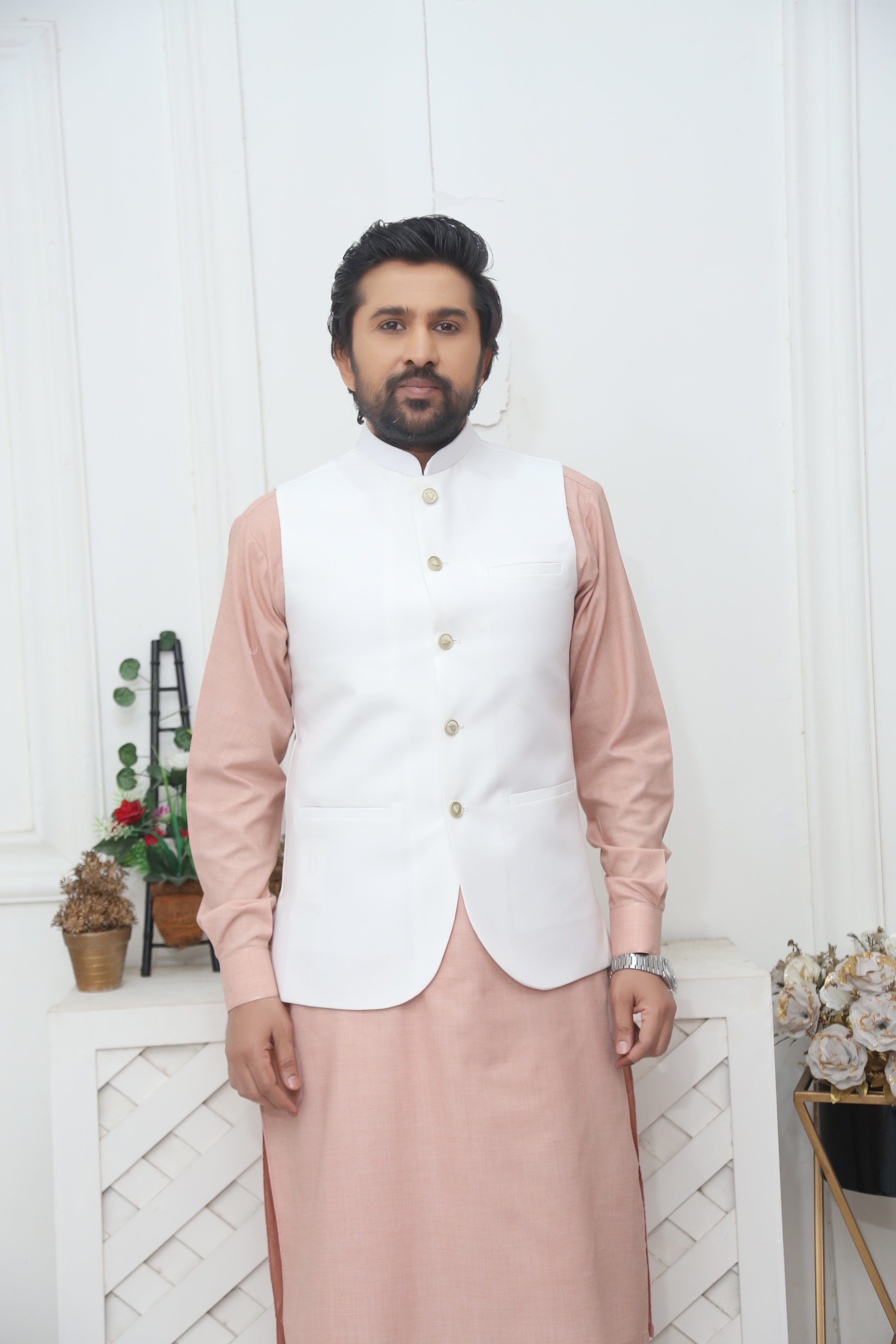 tropical Waistcoat in White