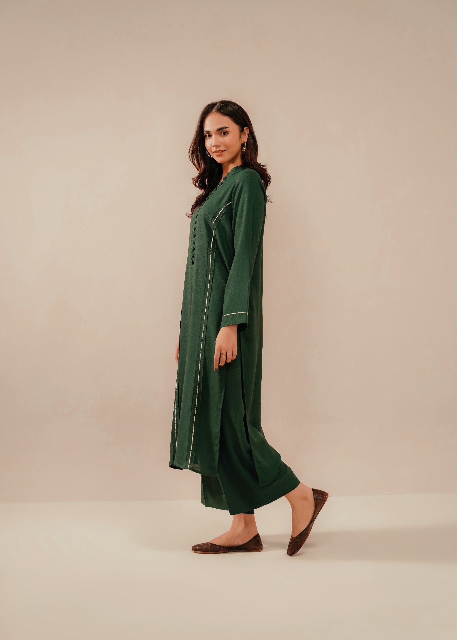 silk karandi Co Ord Sets in Dark green