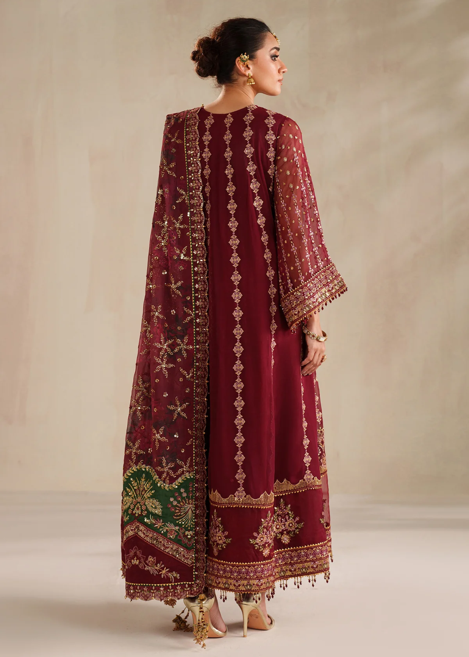 chiffon Unstitched in Blood red
