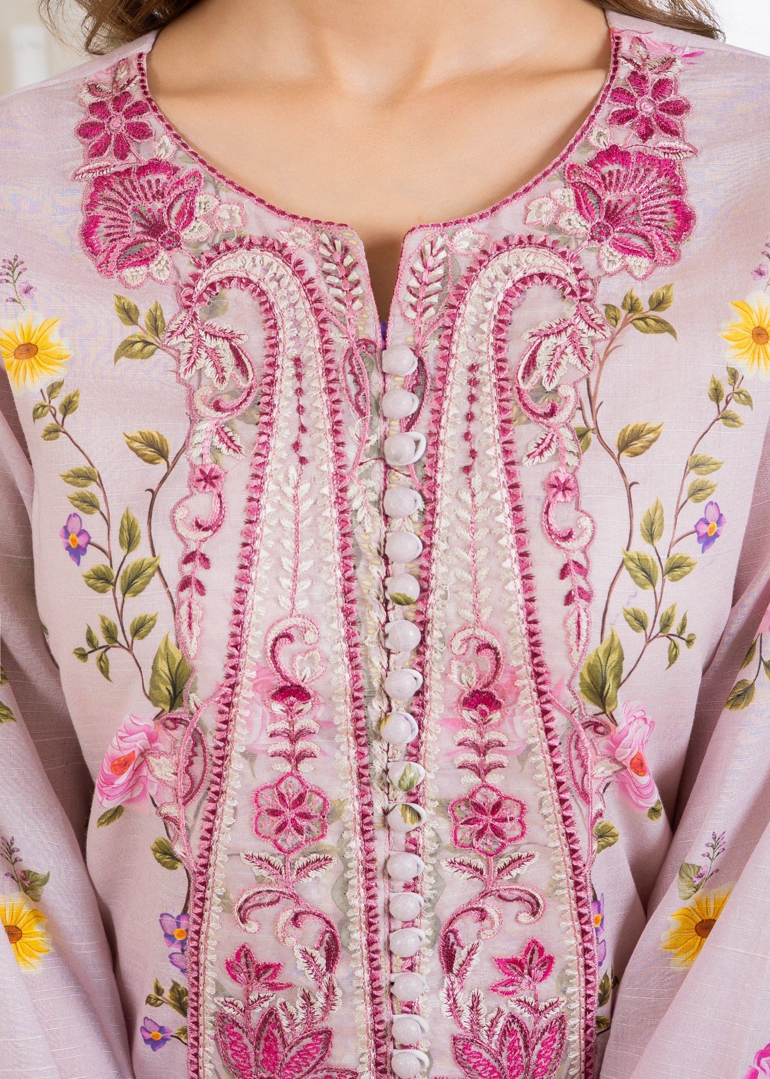 slub lawn Kurta Set in Lavender blush