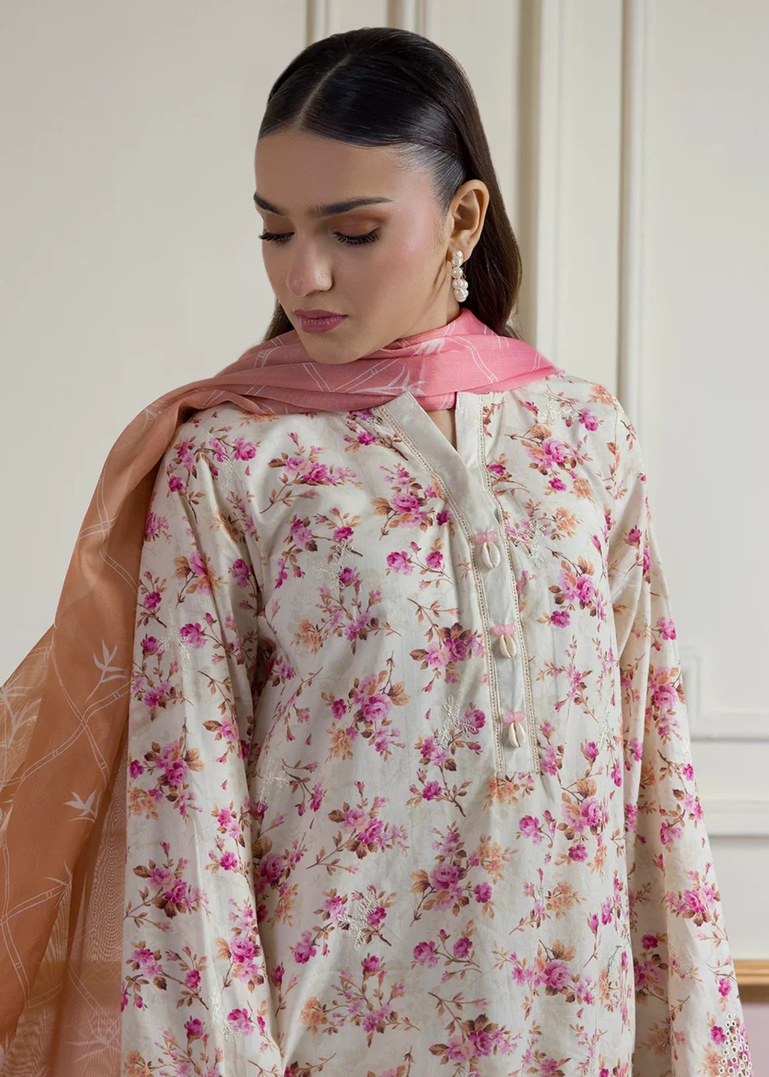 cambric Kurta Set in Cream