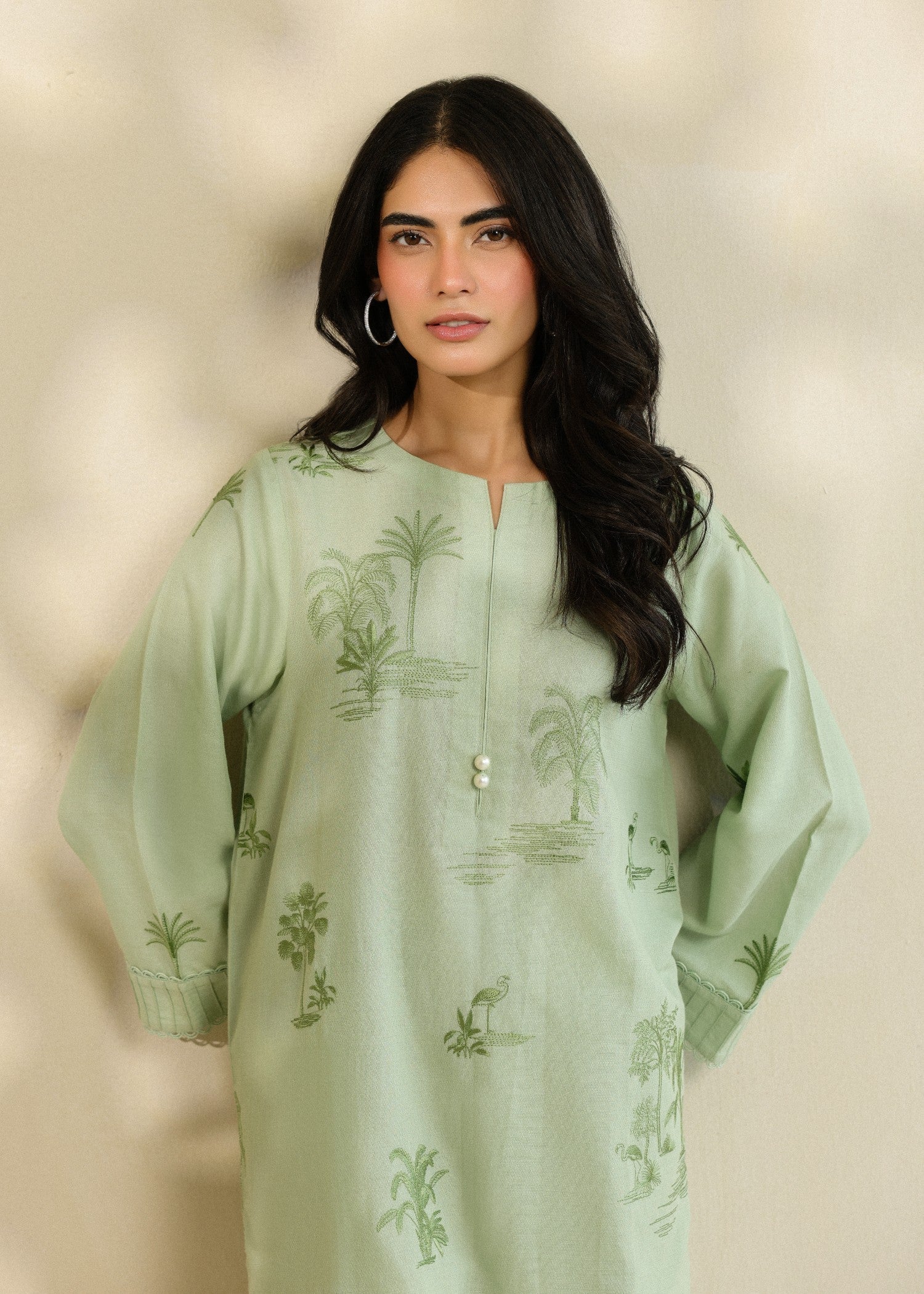 self jacquard Co Ord Sets in Pistachio green