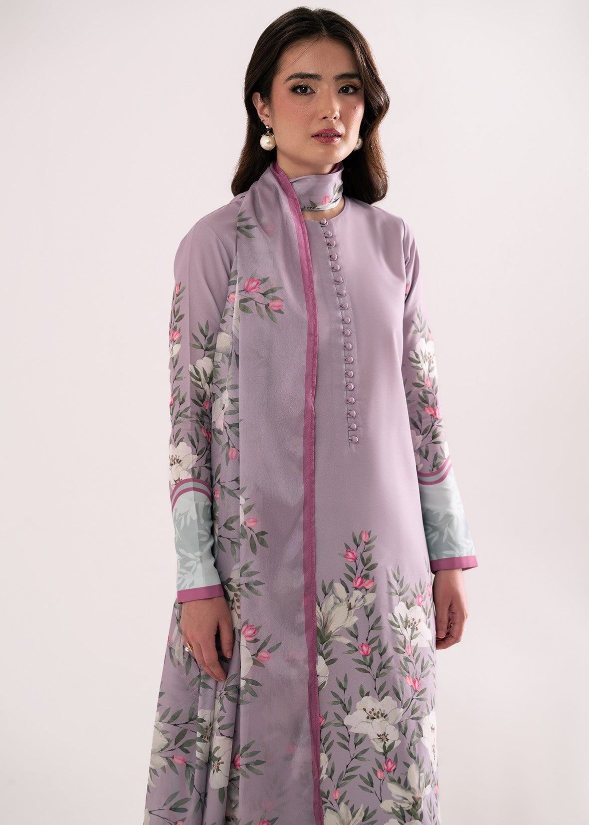 poly lawn Kurta Set in Lilac