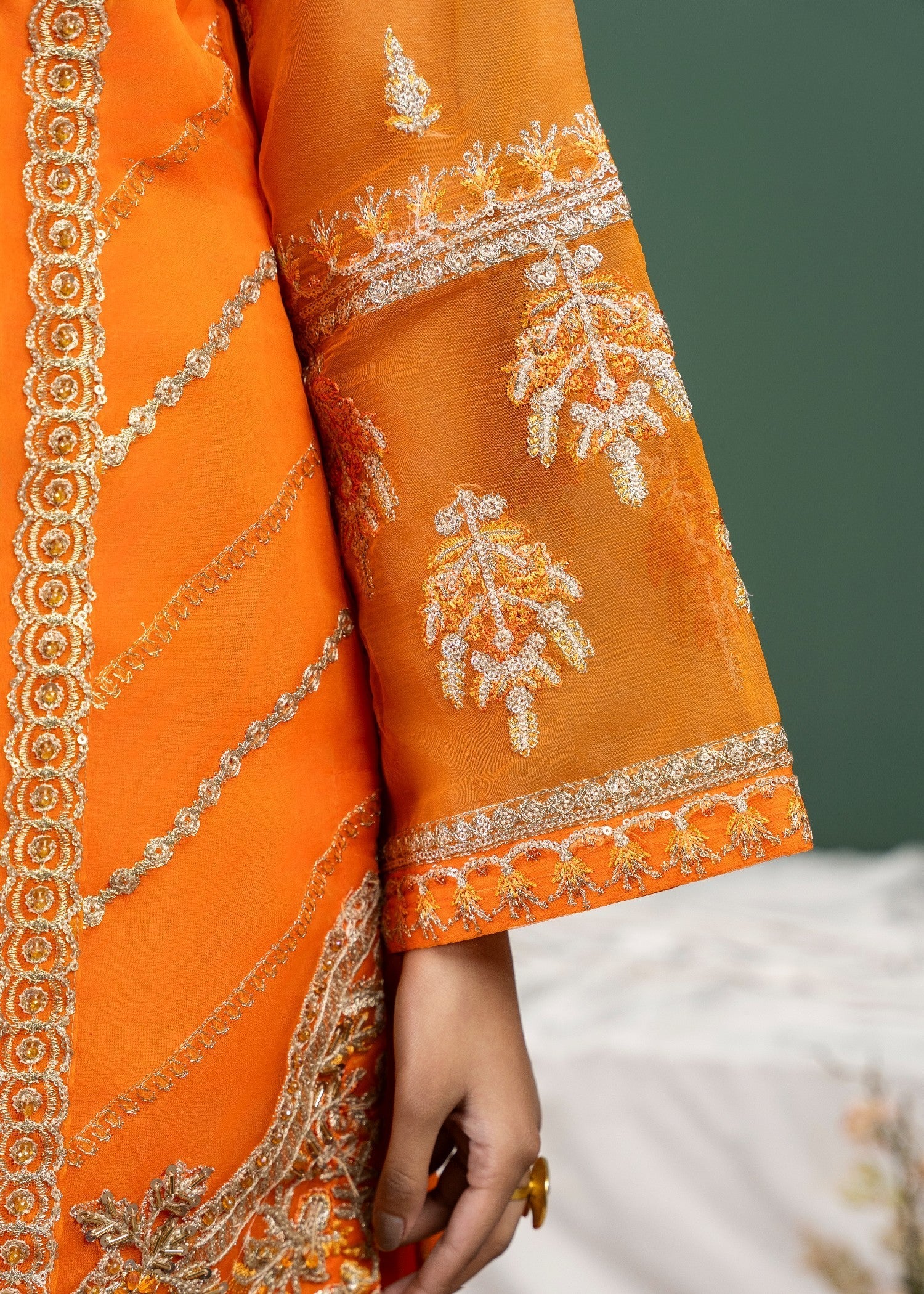 organza Gharara in Orange