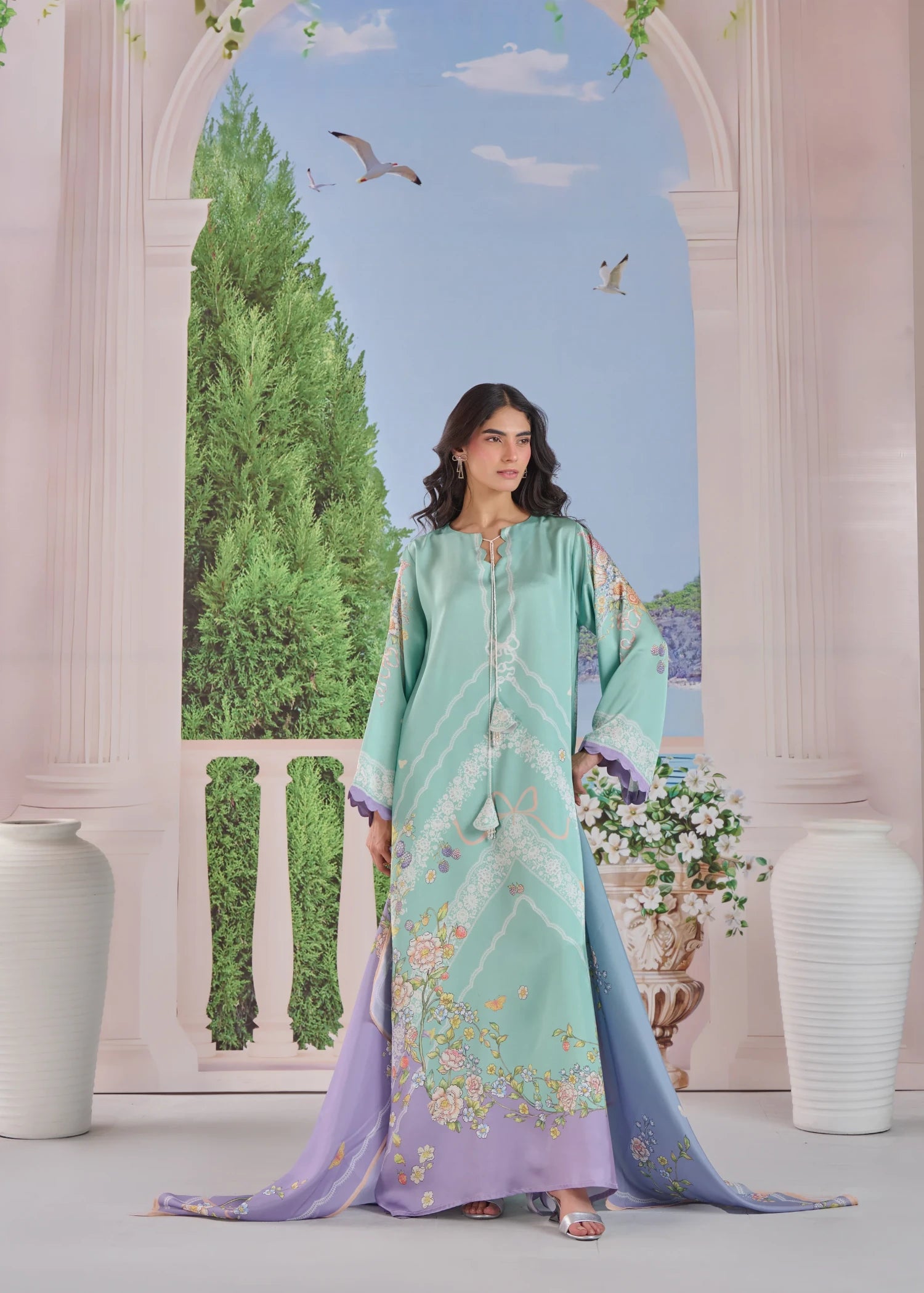 charmuse/shamooz Kaftan in Aquamarine