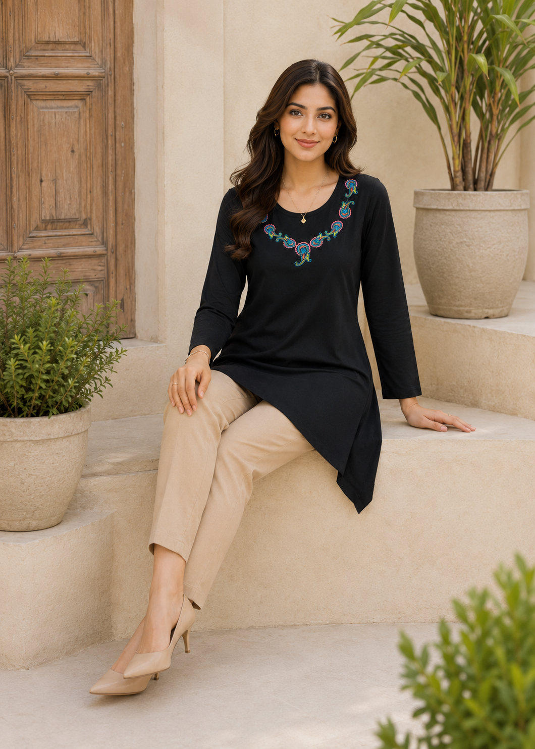 single jersey knit Top in Black