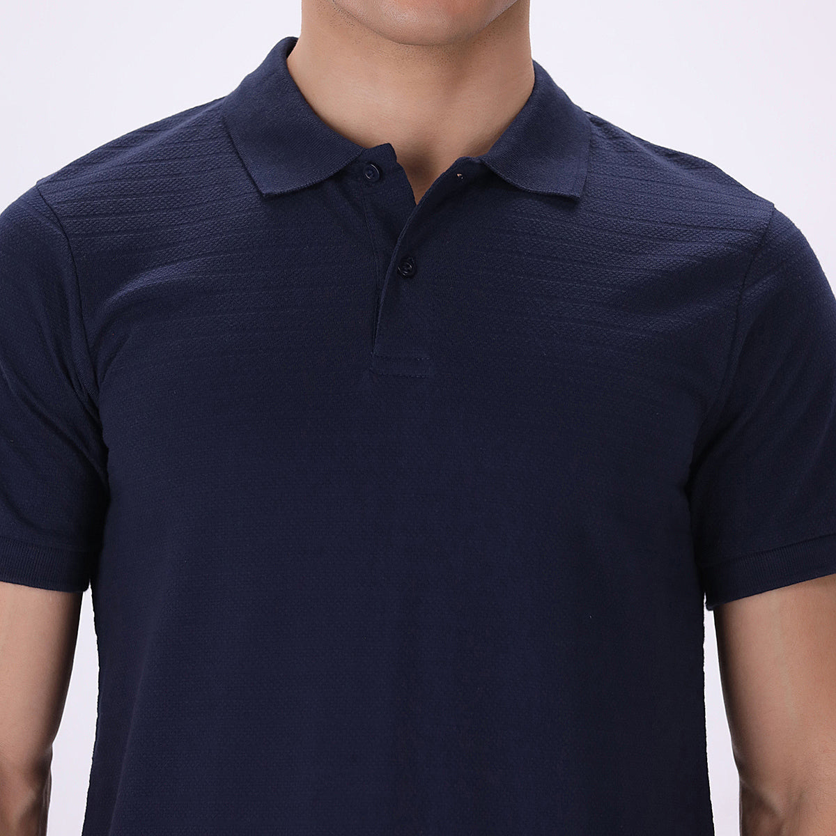 cotton dobby Polo Shirt in Dark blue