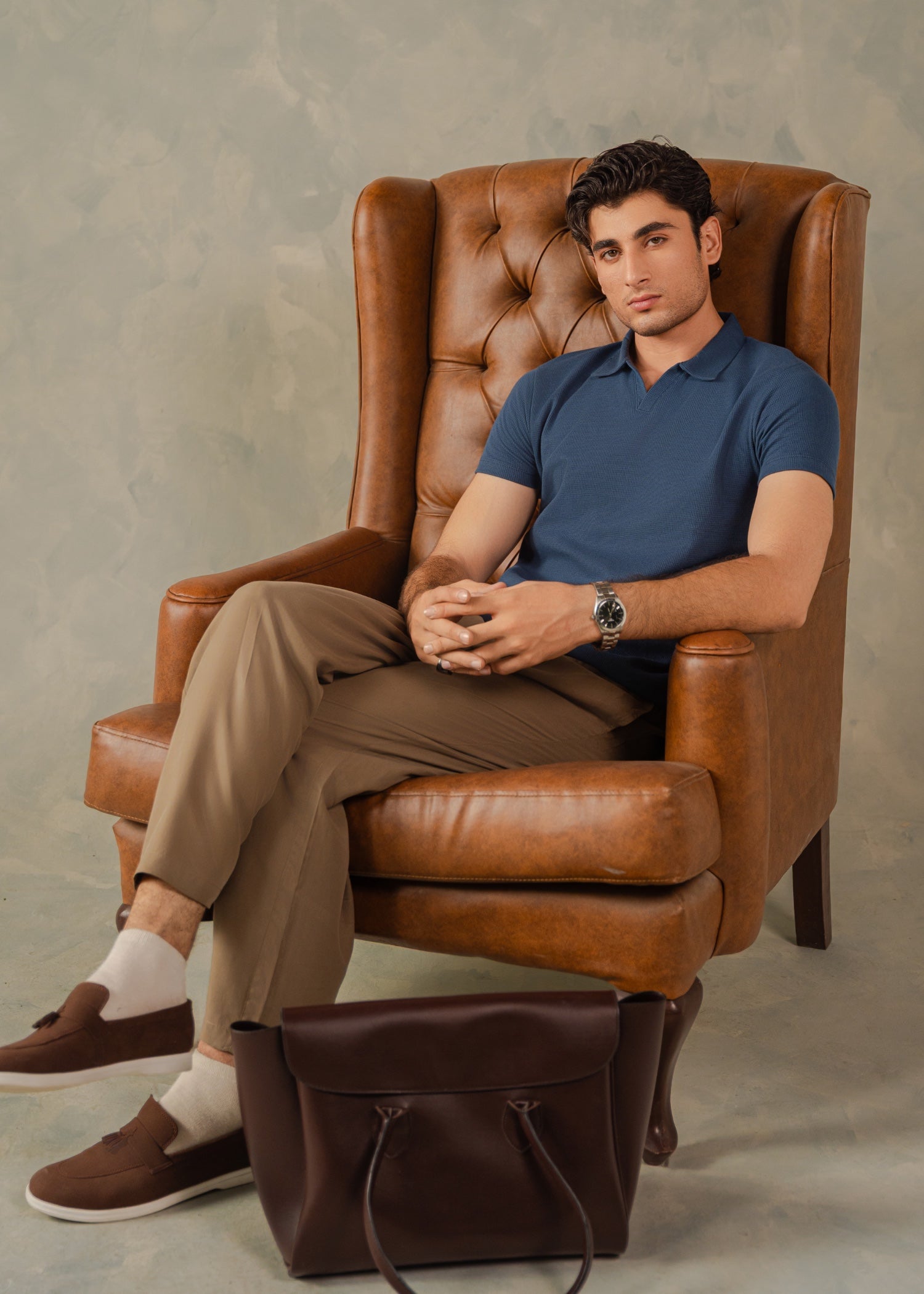 cotton Polo Shirt in Yale blue