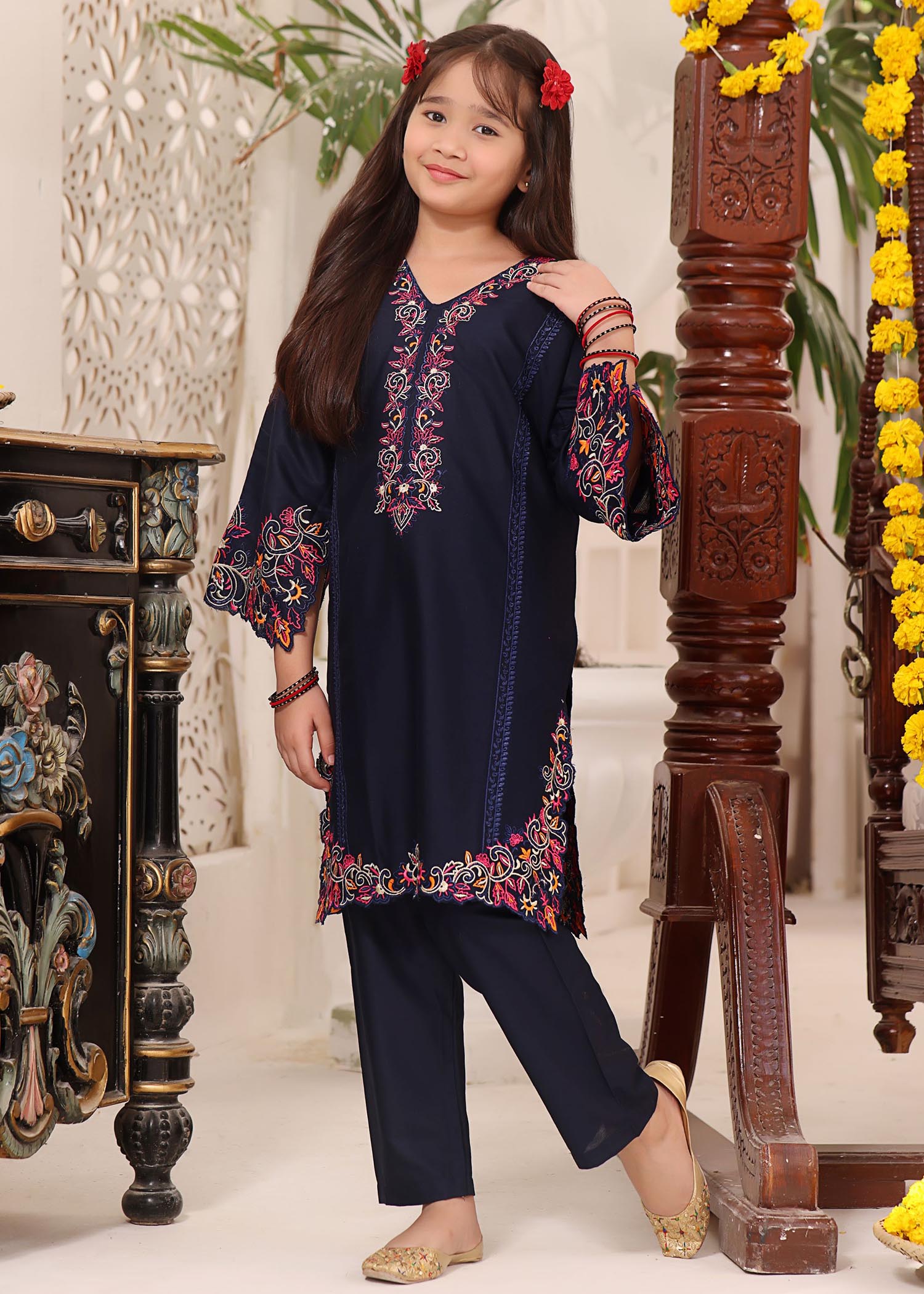 cotton Kurta Set in Dark blue