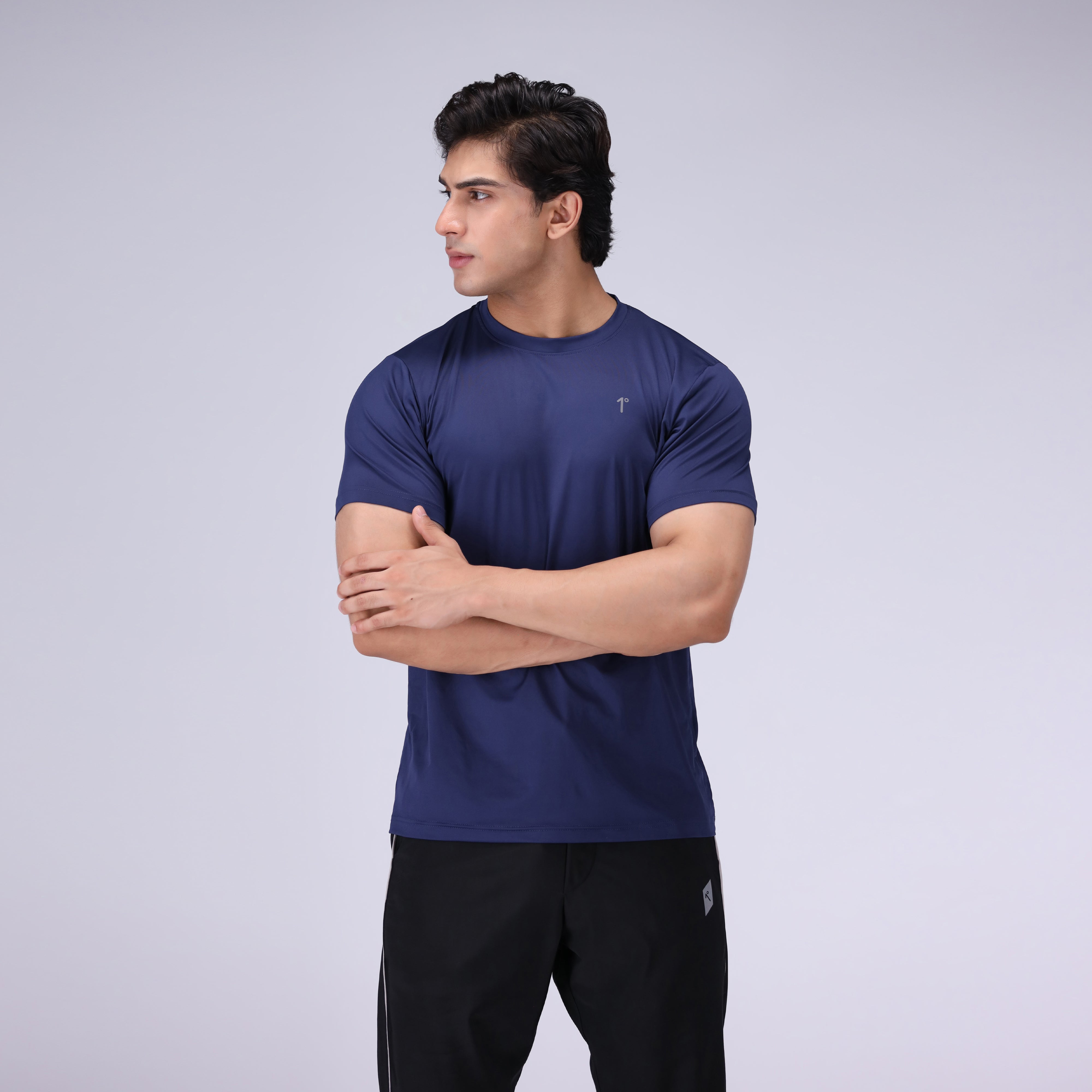 twill cotton T Shirt in Navy blue